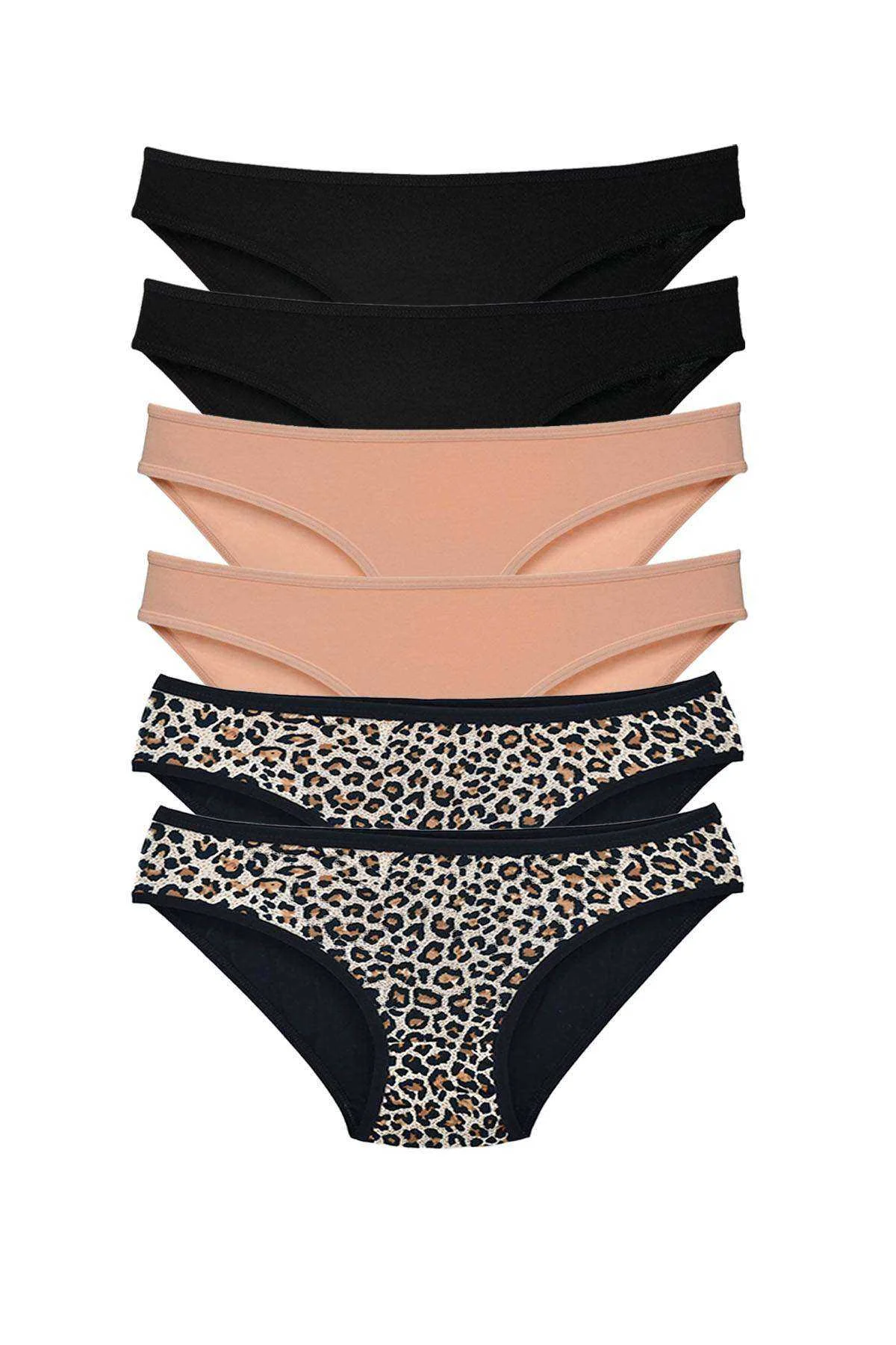 6 Adet Likralı Kadın Slip Külot Leopar Siyah Ten - Just Cheap Store Görsel 2