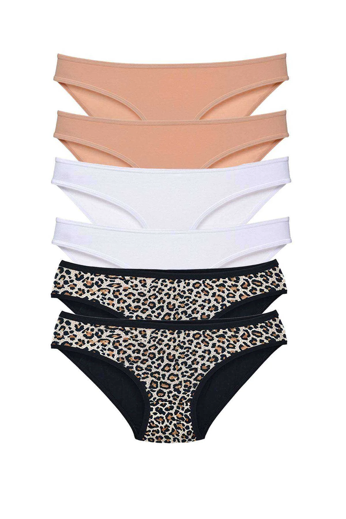 6 Adet Likralı Kadın Slip Külot Leopar Ten Beyaz - Just Cheap Store Görsel 2