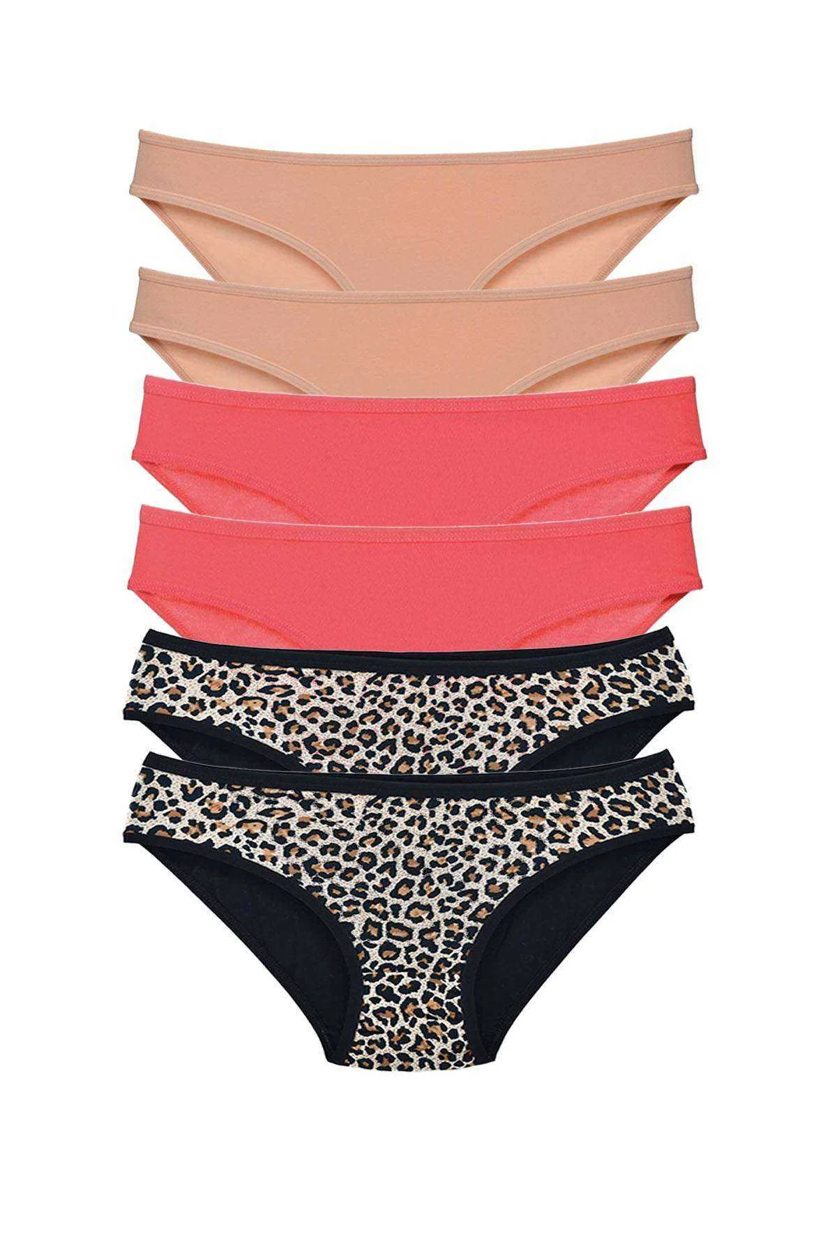 6 Adet Likralı Kadın Slip Külot Leopar Ten Fuşya - Just Cheap Store Görsel 2