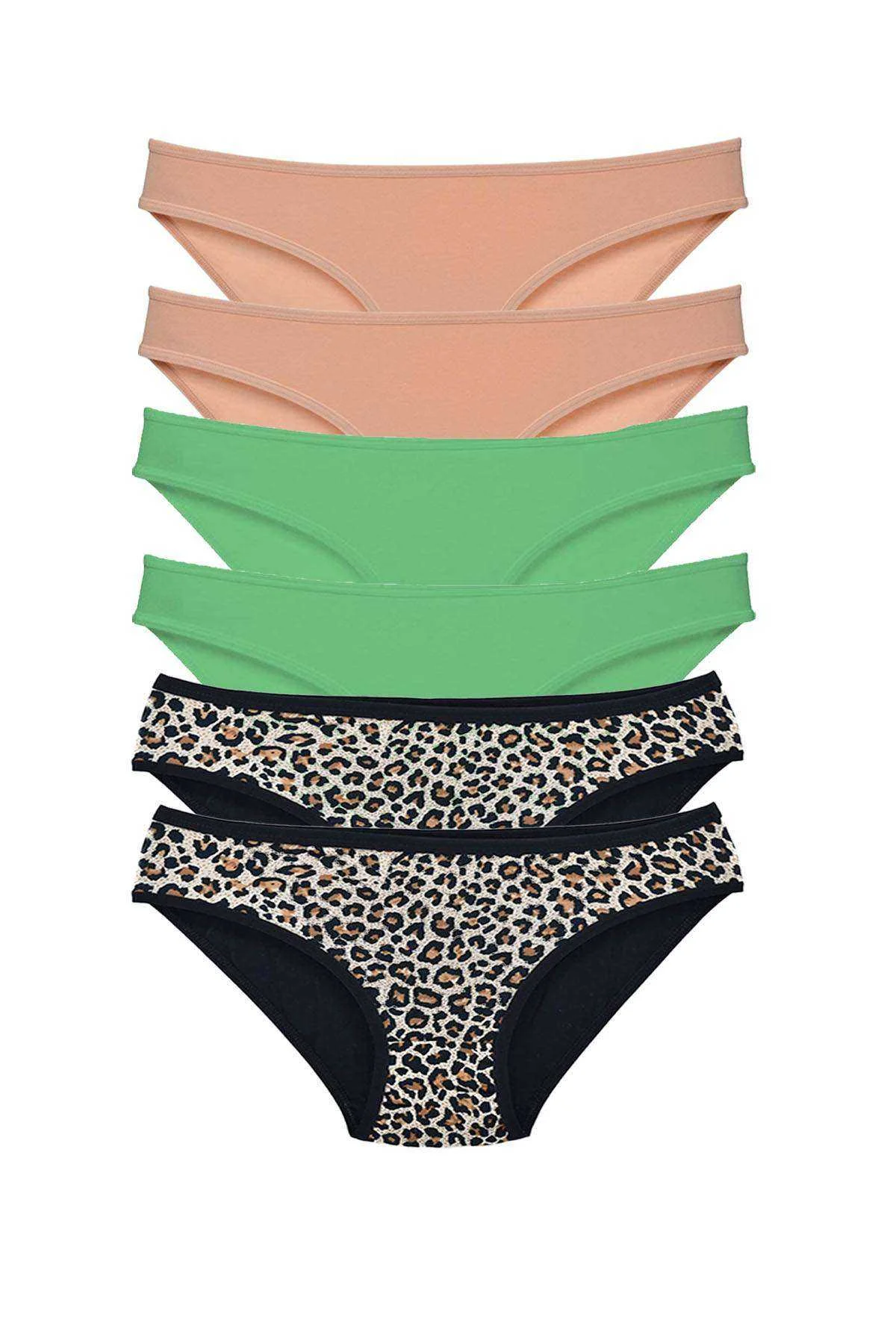 6 Adet Likralı Kadın Slip Külot Leopar Ten Yeşil - Just Cheap Store Görsel 2