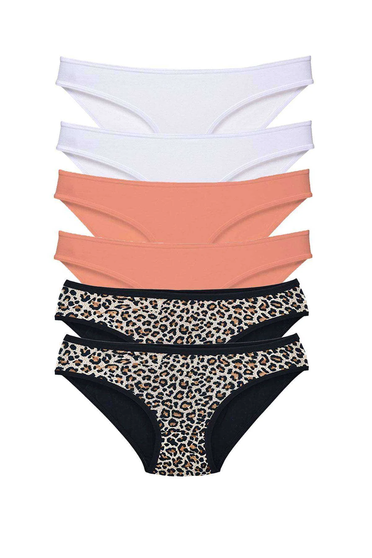 6 Adet Likralı Kadın Slip Külot Leopar Beyaz Pudra - Just Cheap Store Görsel 2