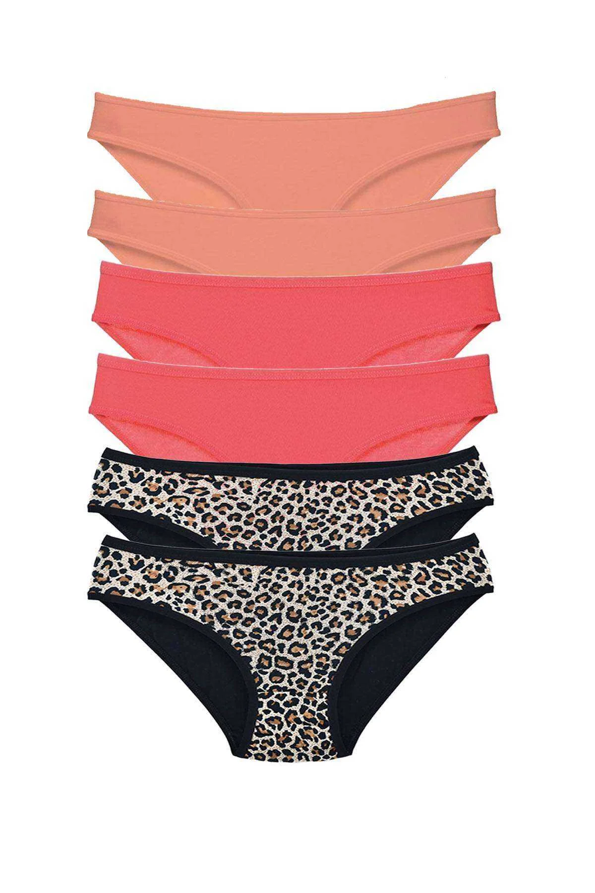6 Adet Likralı Kadın Slip Külot Leopar Pudra Fuşya - Just Cheap Store Görsel 2