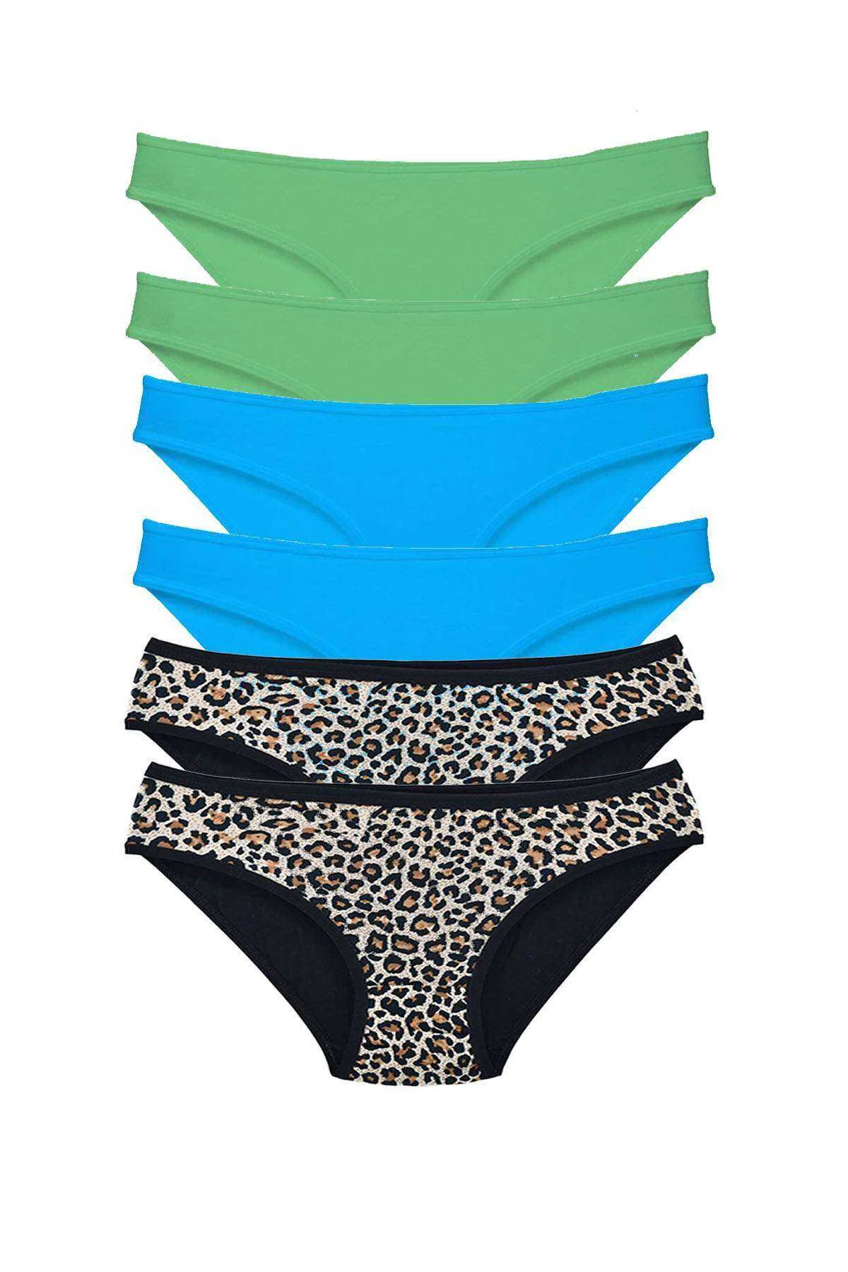 6 Adet Likralı Kadın Slip Külot Leopar Yeşil Mavi - Just Cheap Store Görsel 2