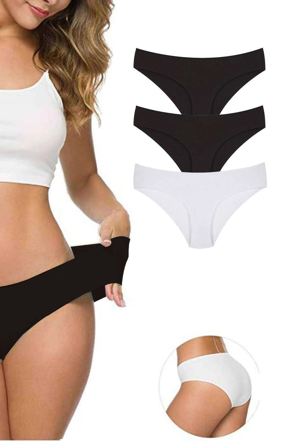 3 Adet Kadın Dikişsiz Lazer Kesim Esnek İz yapmayan Külot S1 - Just Cheap Store Görsel 2