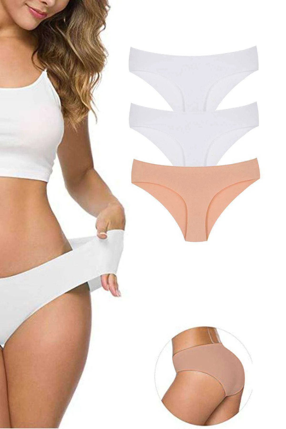 3 Adet Kadın Dikişsiz Lazer Kesim Esnek İz yapmayan Külot S3 - Just Cheap Store Görsel 2