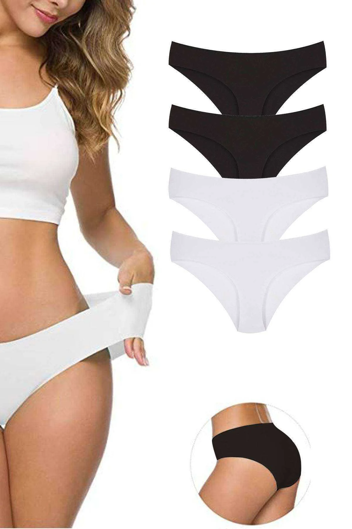 4 Adet Kadın Dikişsiz Lazer Kesim Esnek İz yapmayan Külot S1 - Just Cheap Store Görsel 2