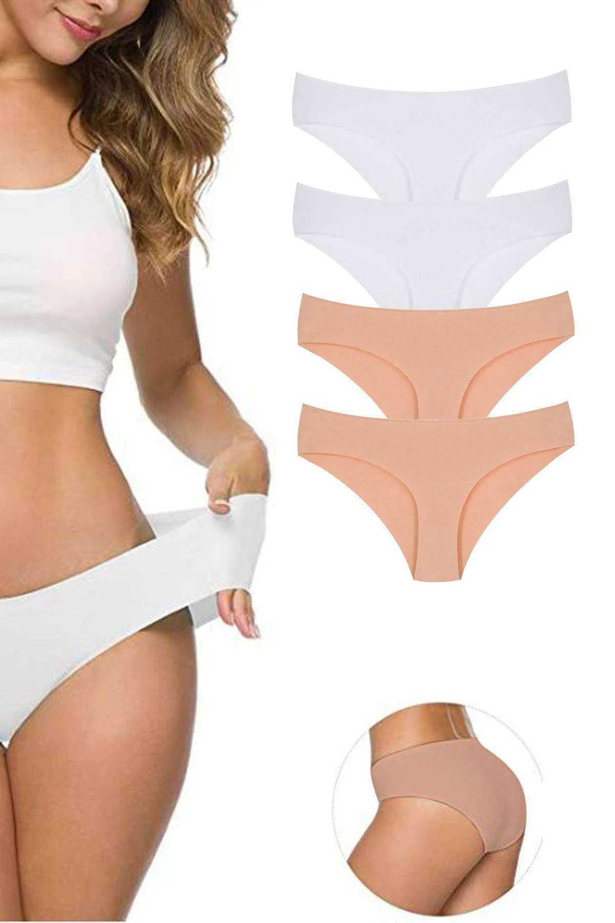 4 Adet Kadın Dikişsiz Lazer Kesim Esnek İz yapmayan Külot S3 - Just Cheap Store Görsel 2