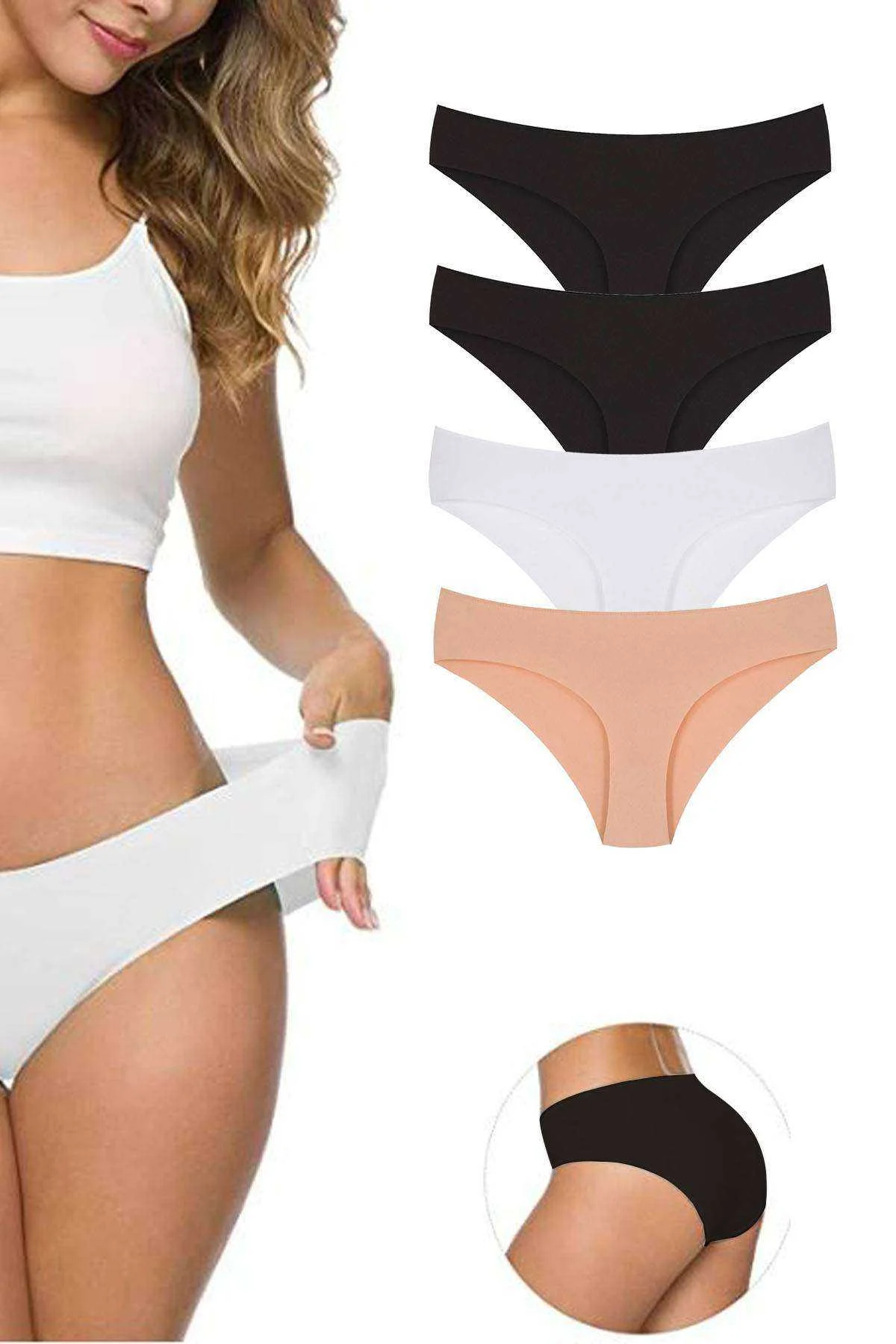 4 Adet Kadın Dikişsiz Lazer Kesim Esnek İz yapmayan Külot S4 - Just Cheap Store Görsel 2