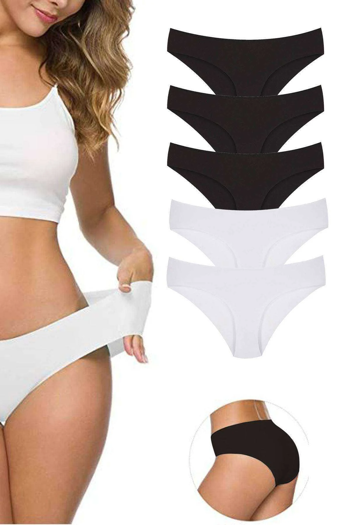 5 Adet Kadın Dikişsiz Lazer Kesim Esnek İz yapmayan Külot S1 - Just Cheap Store Görsel 2