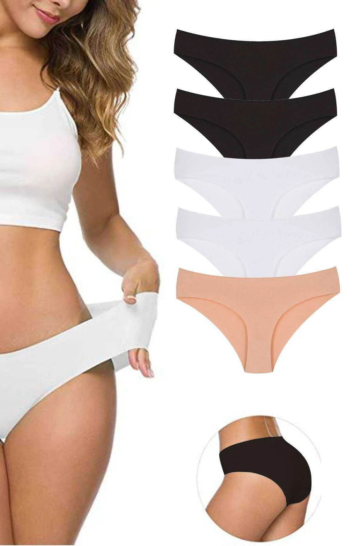 5 Adet Kadın Dikişsiz Lazer Kesim Esnek İz yapmayan Külot S4 - Just Cheap Store Görsel 2