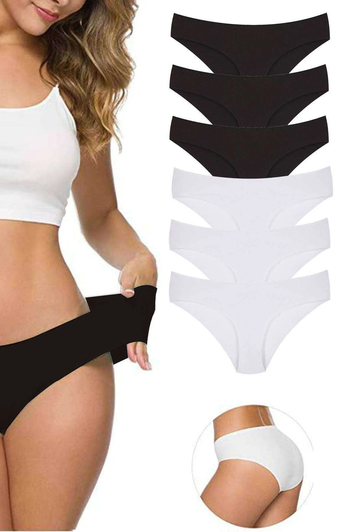 6 Adet Kadın Dikişsiz Lazer Kesim Esnek İz yapmayan Külot S1 - Just Cheap Store Görsel 2