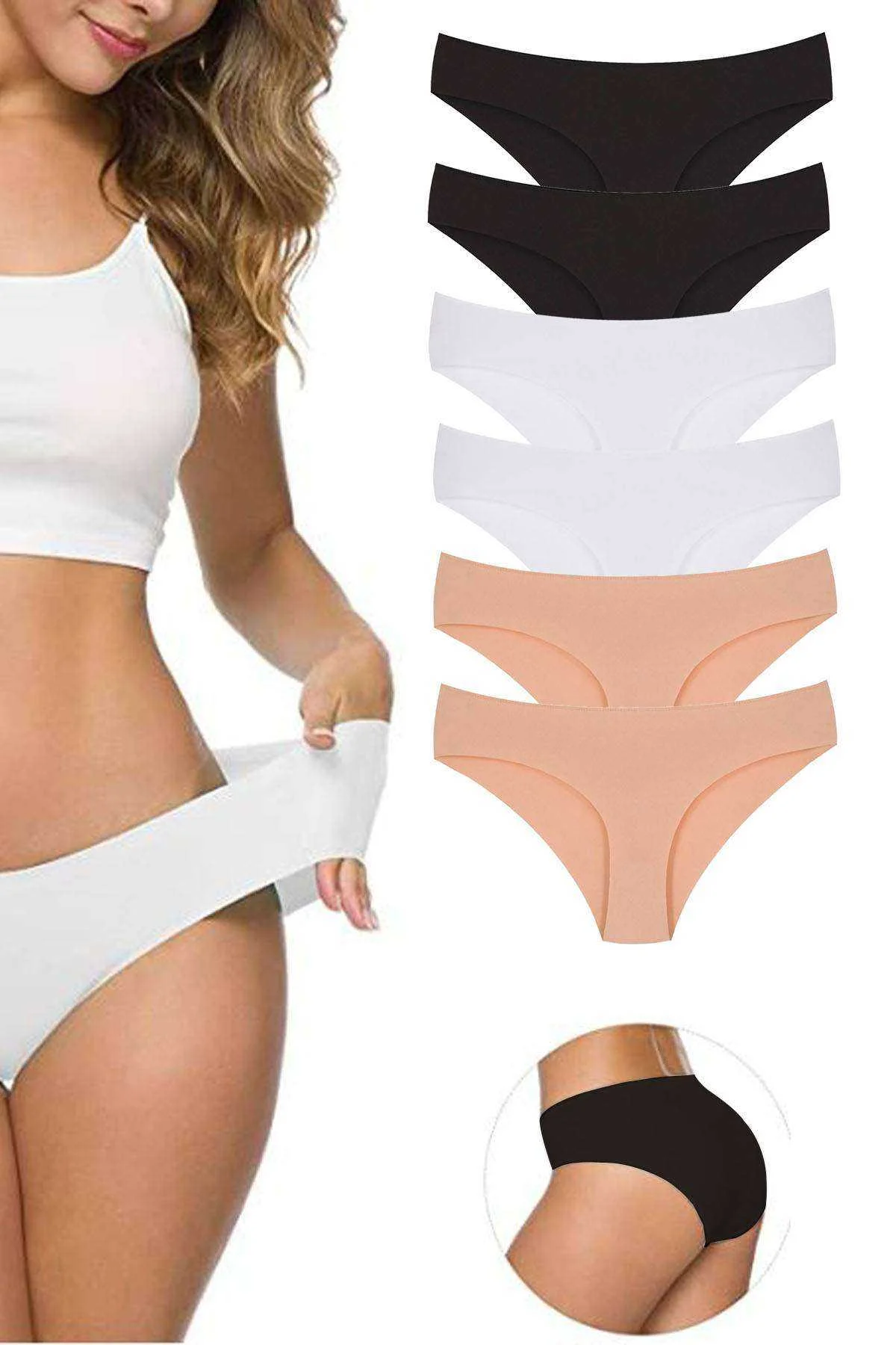 6 Adet Kadın Dikişsiz Lazer Kesim Esnek İz yapmayan Külot S4 - Just Cheap Store Görsel 2