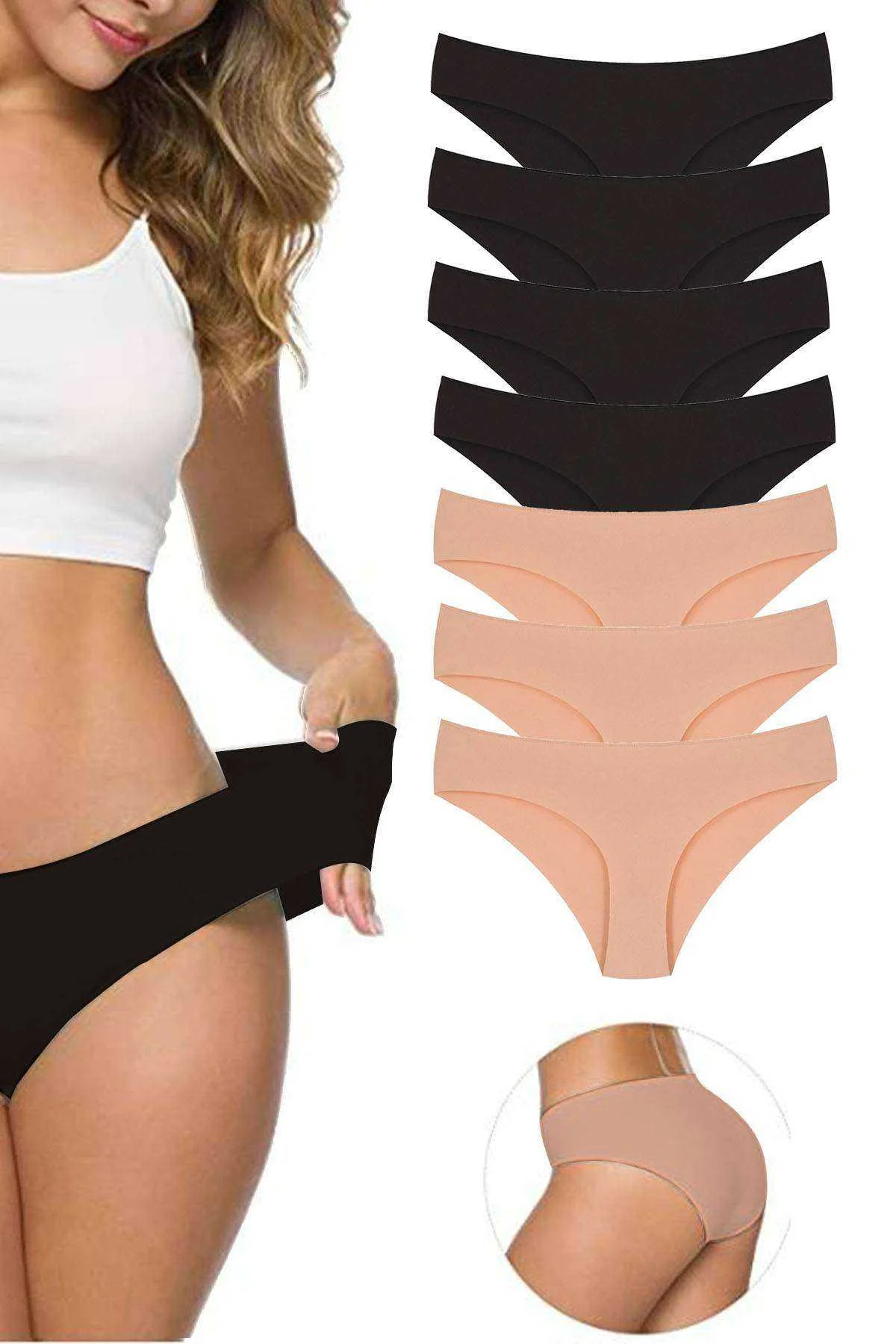 7 Adet Kadın Dikişsiz Lazer Kesim Esnek İz yapmayan Külot S2 - Just Cheap Store Görsel 2