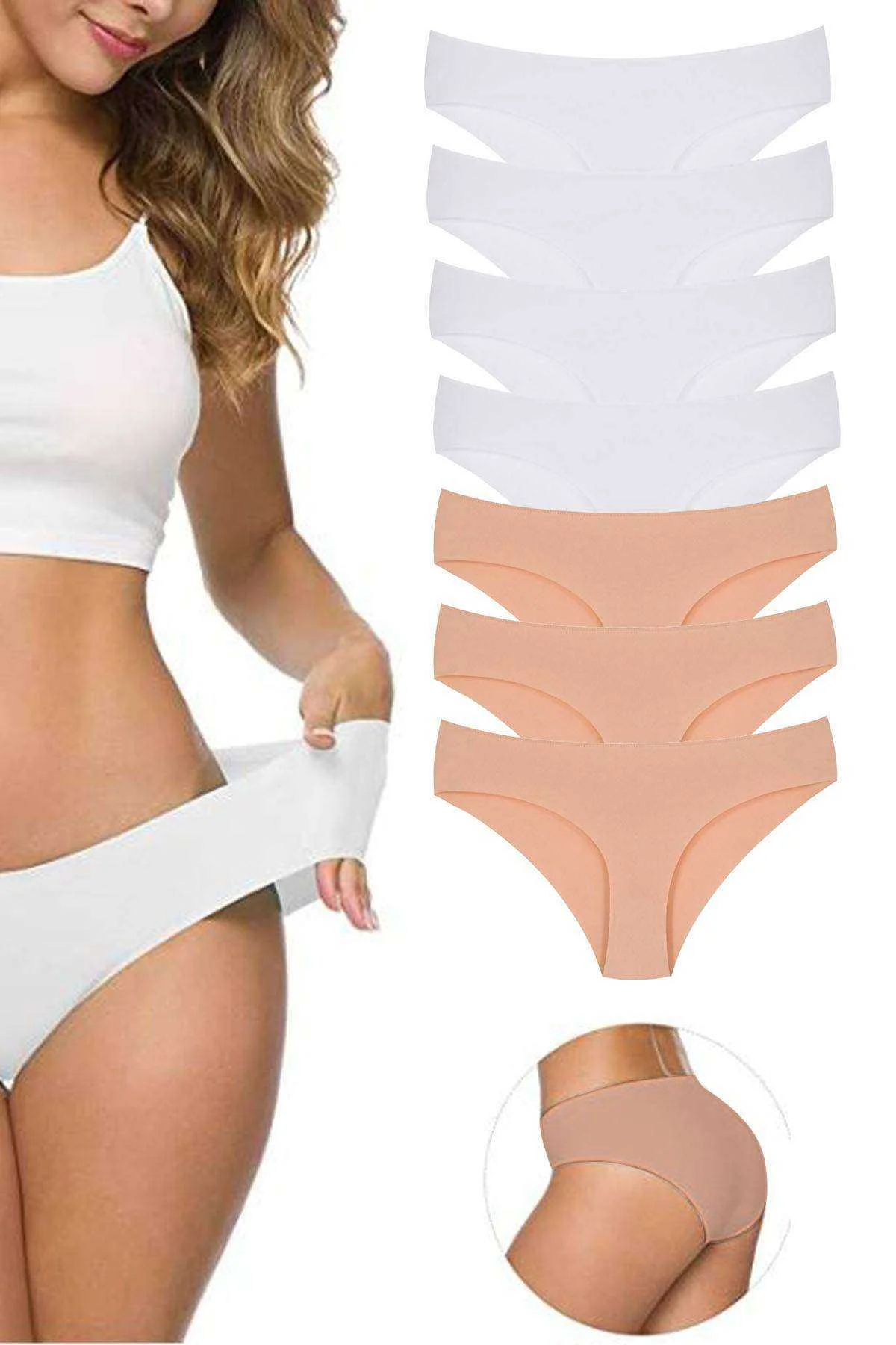7 Adet Kadın Dikişsiz Lazer Kesim Esnek İz yapmayan Külot S3 - Just Cheap Store Görsel 2