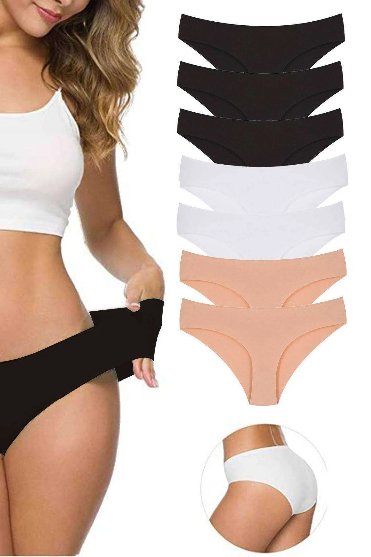 7 Adet Kadın Dikişsiz Lazer Kesim Esnek İz yapmayan Külot S4 - Just Cheap Store Görsel 2