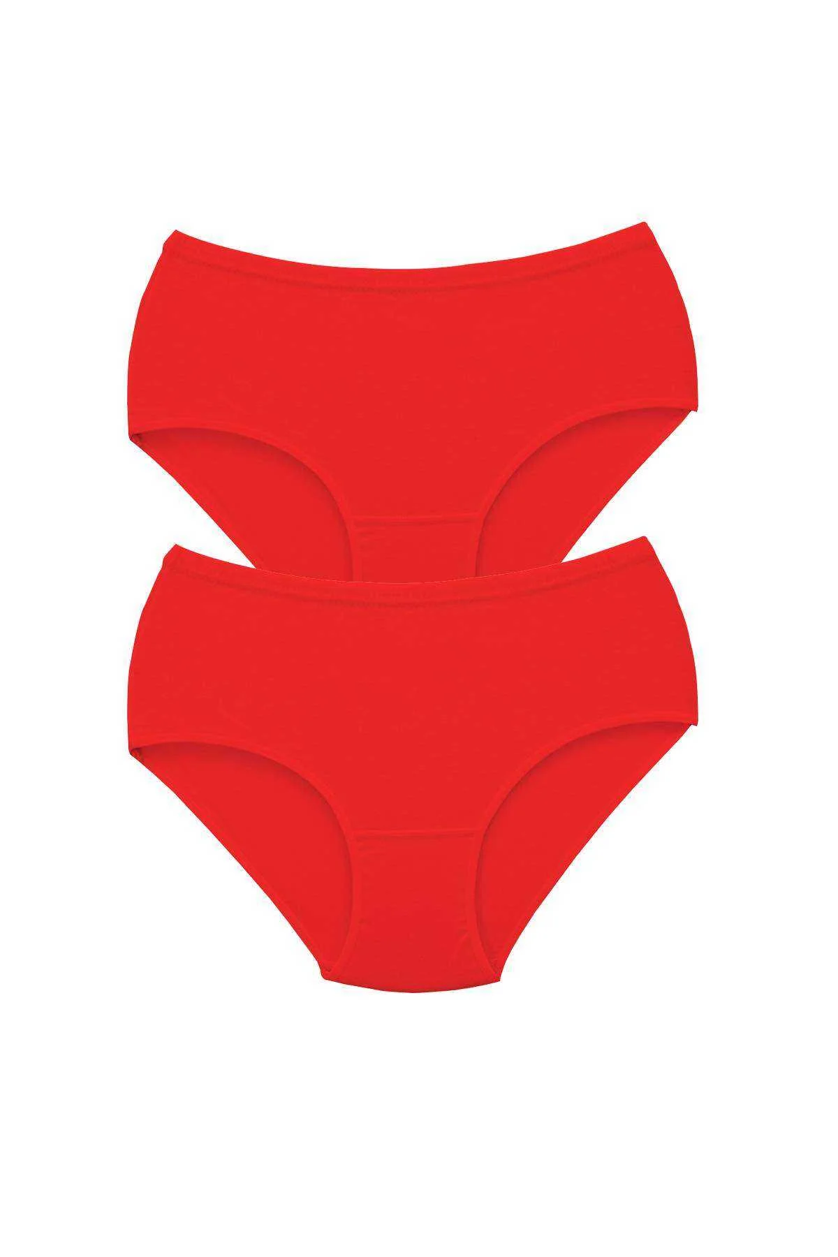 2 Adet Tutku Kadın Yüksek Bel Bato Kalın Lastik Külot Kırmızı - Just Cheap Store Görsel 2