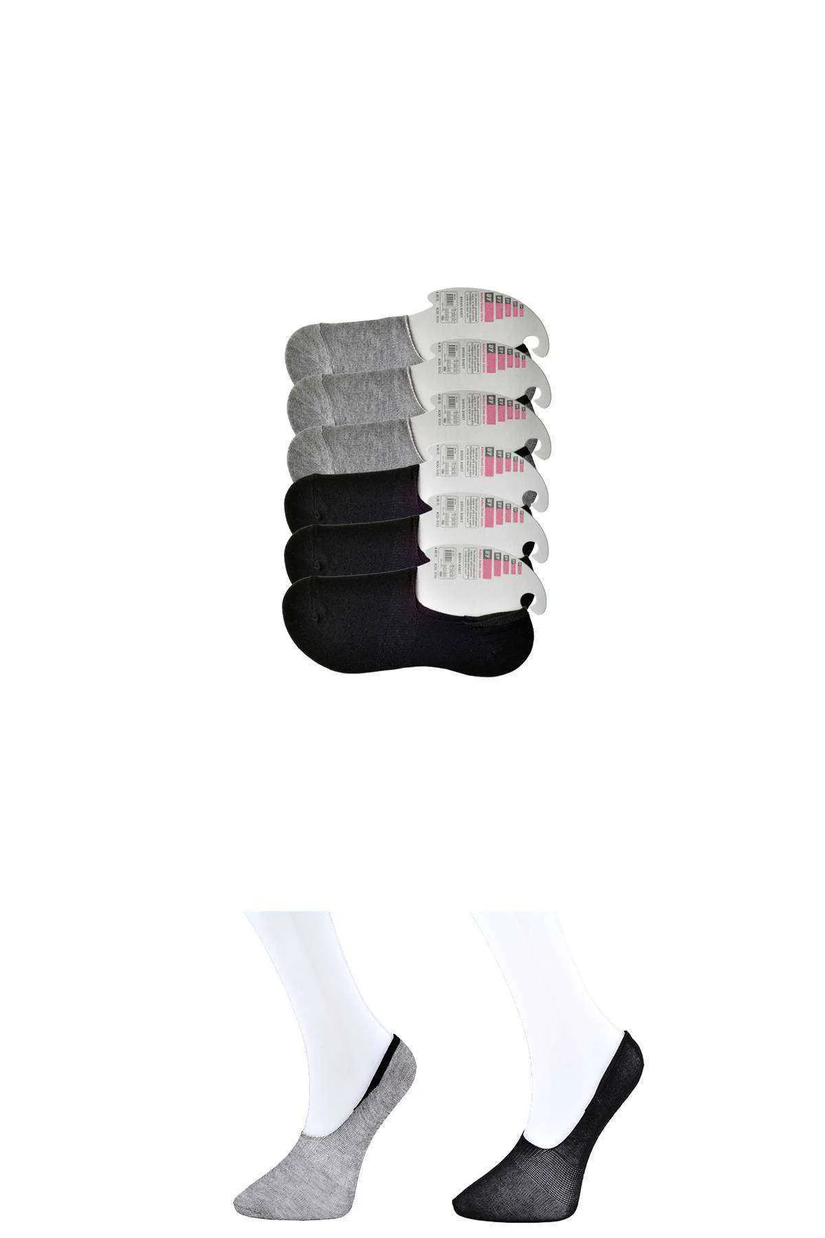 Siyah ve Gri Kadın Babet Çorap 6 çift - Just Cheap Store Görsel 5