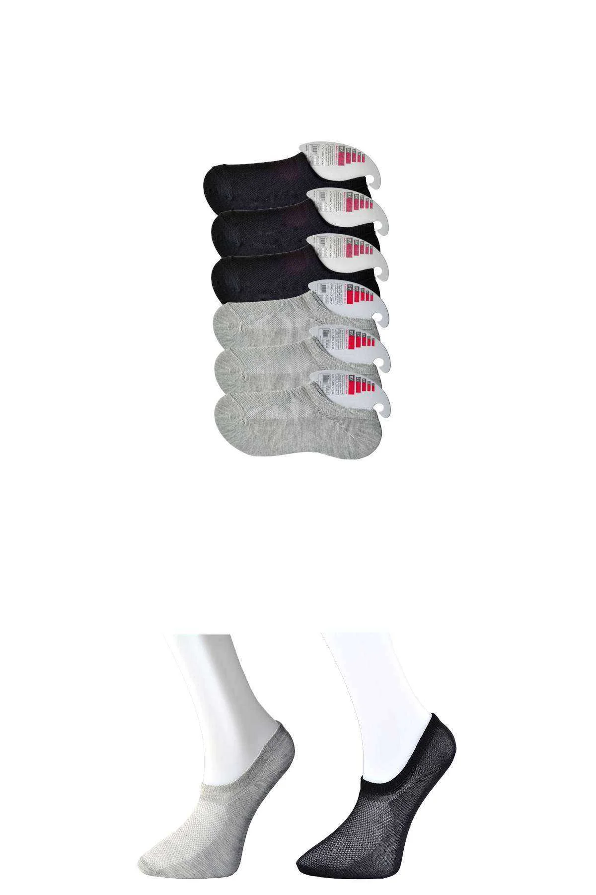 Siyah ve Gri Kadın Görünmez Çorap 6 çift - Just Cheap Store Görsel 4