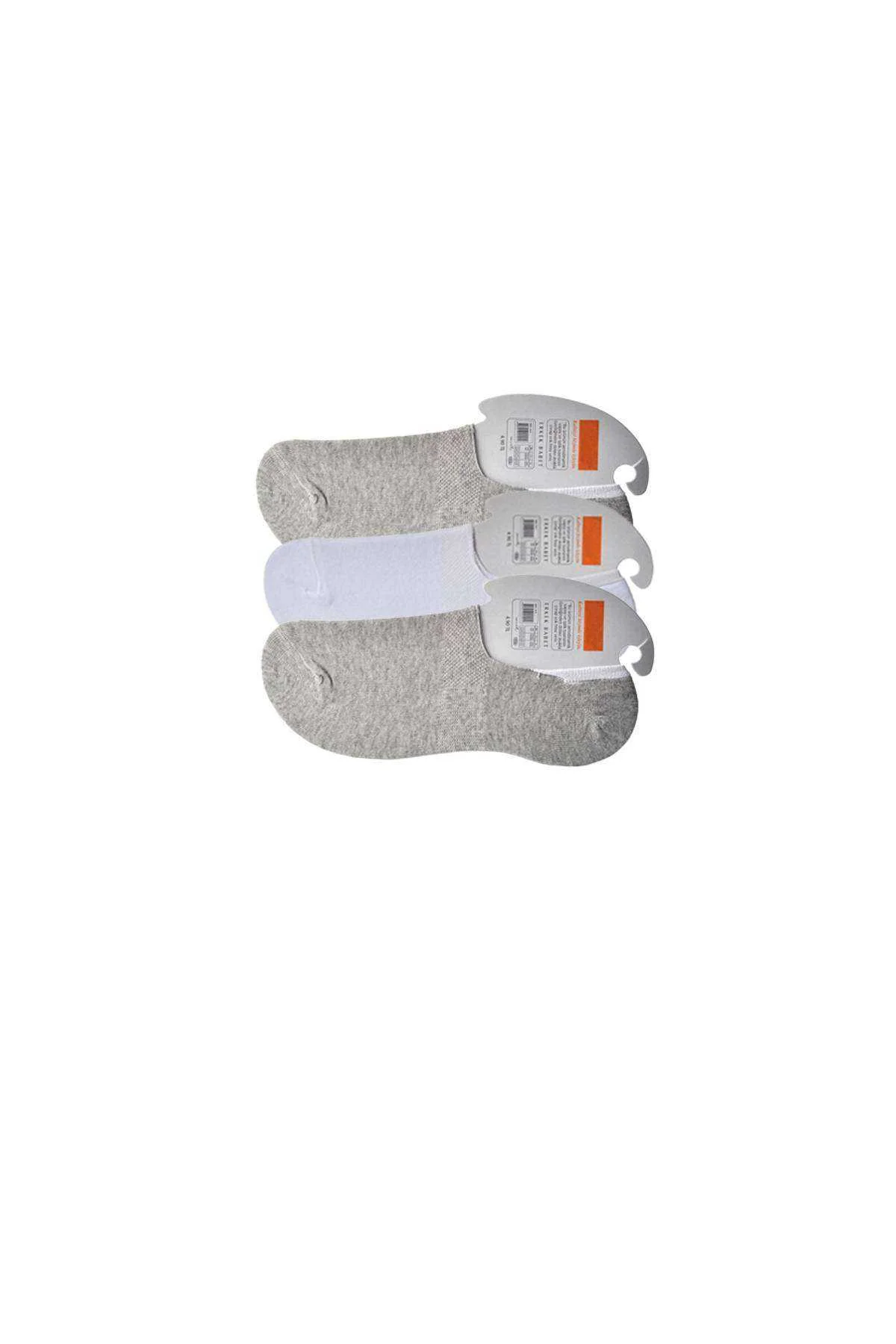 Gri ve Beyaz Erkek Babet Çorap 3 çift - Just Cheap Store Görsel 2