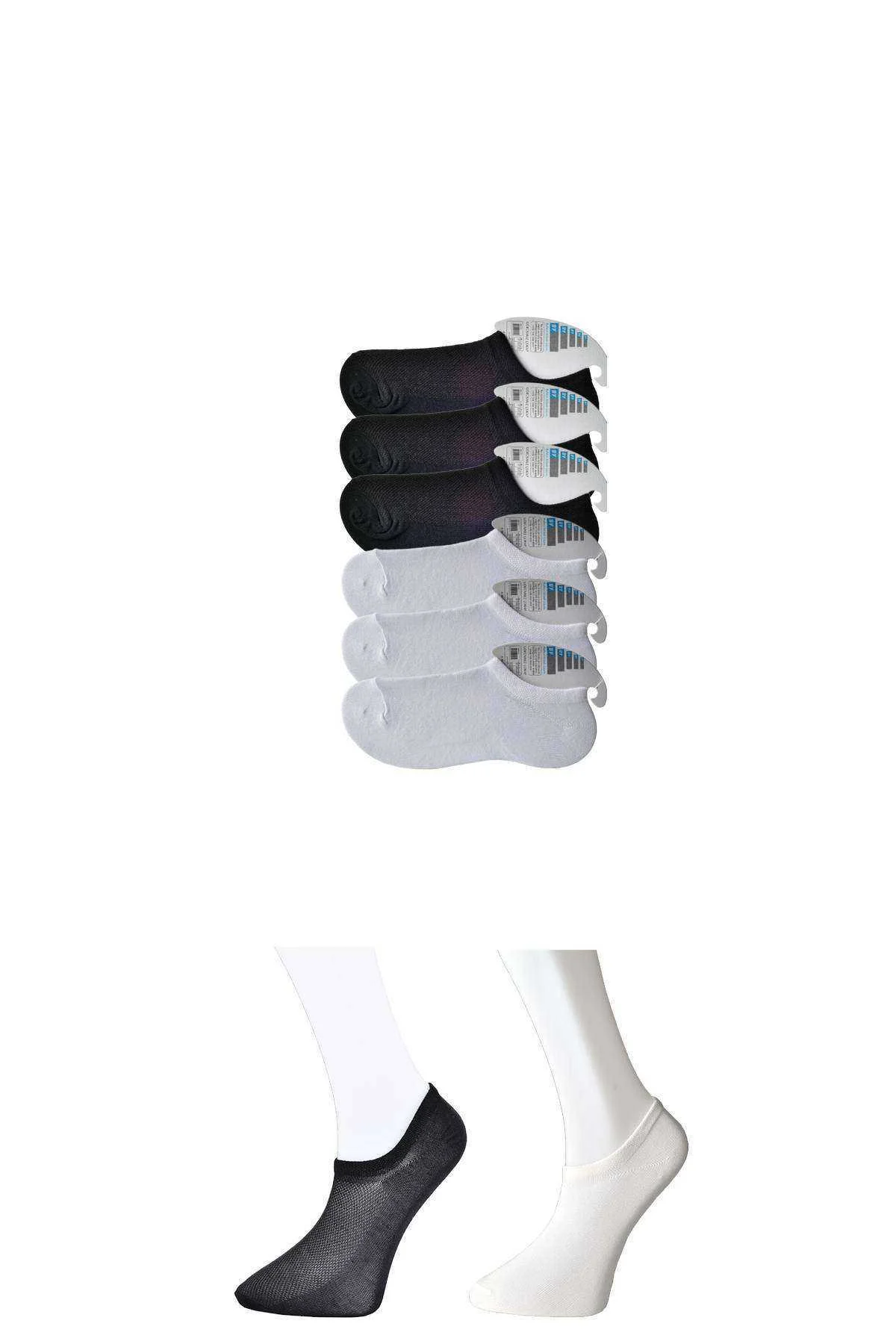 Siyah ve Beyaz Erkek Görünmez Çorap 6 çift - Just Cheap Store Görsel 2