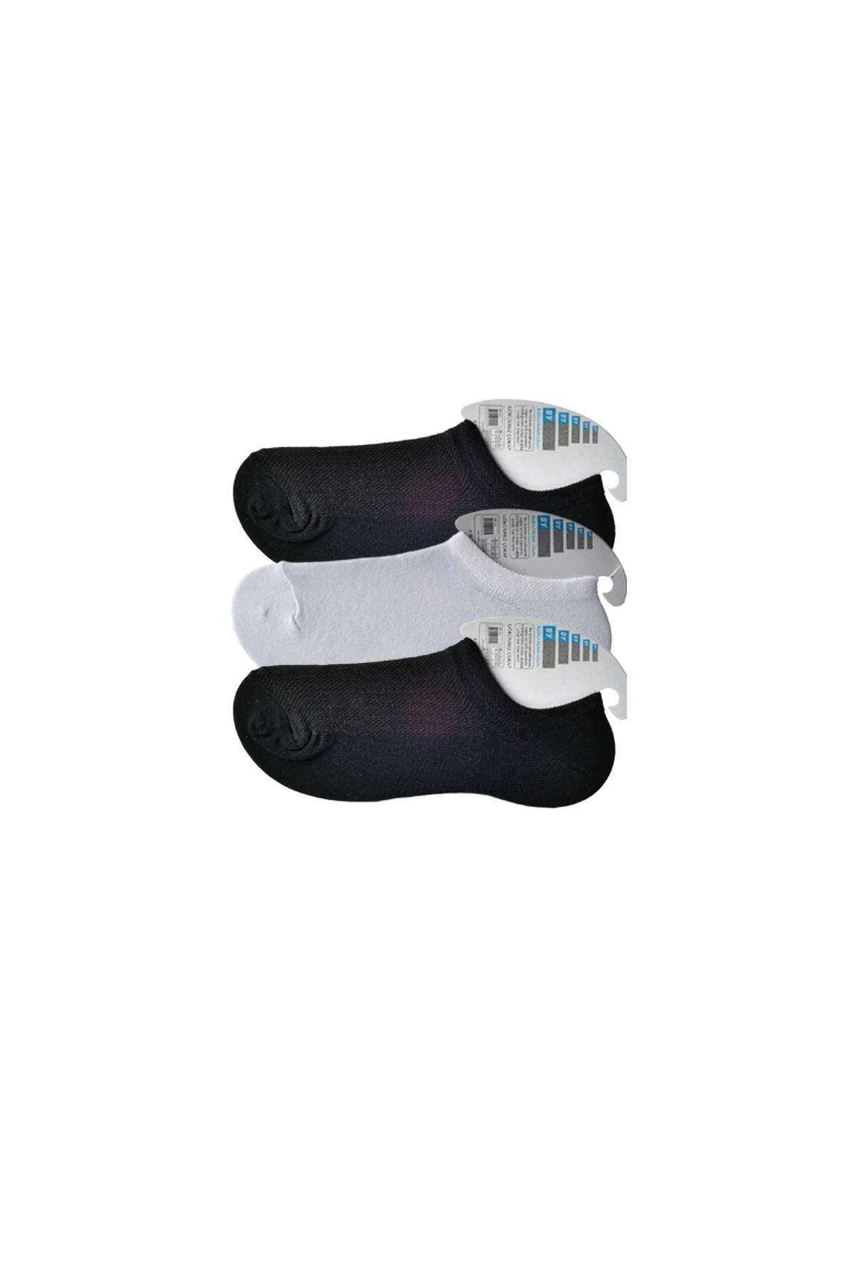 Siyah ve Beyaz Erkek Görünmez Çorap 3 çift - Just Cheap Store Görsel 2