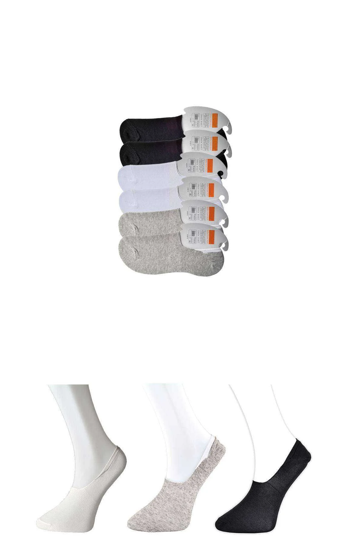 Siyah Gri ve Beyaz Erkek Babet Çorap 6 çift - Just Cheap Store Görsel 5