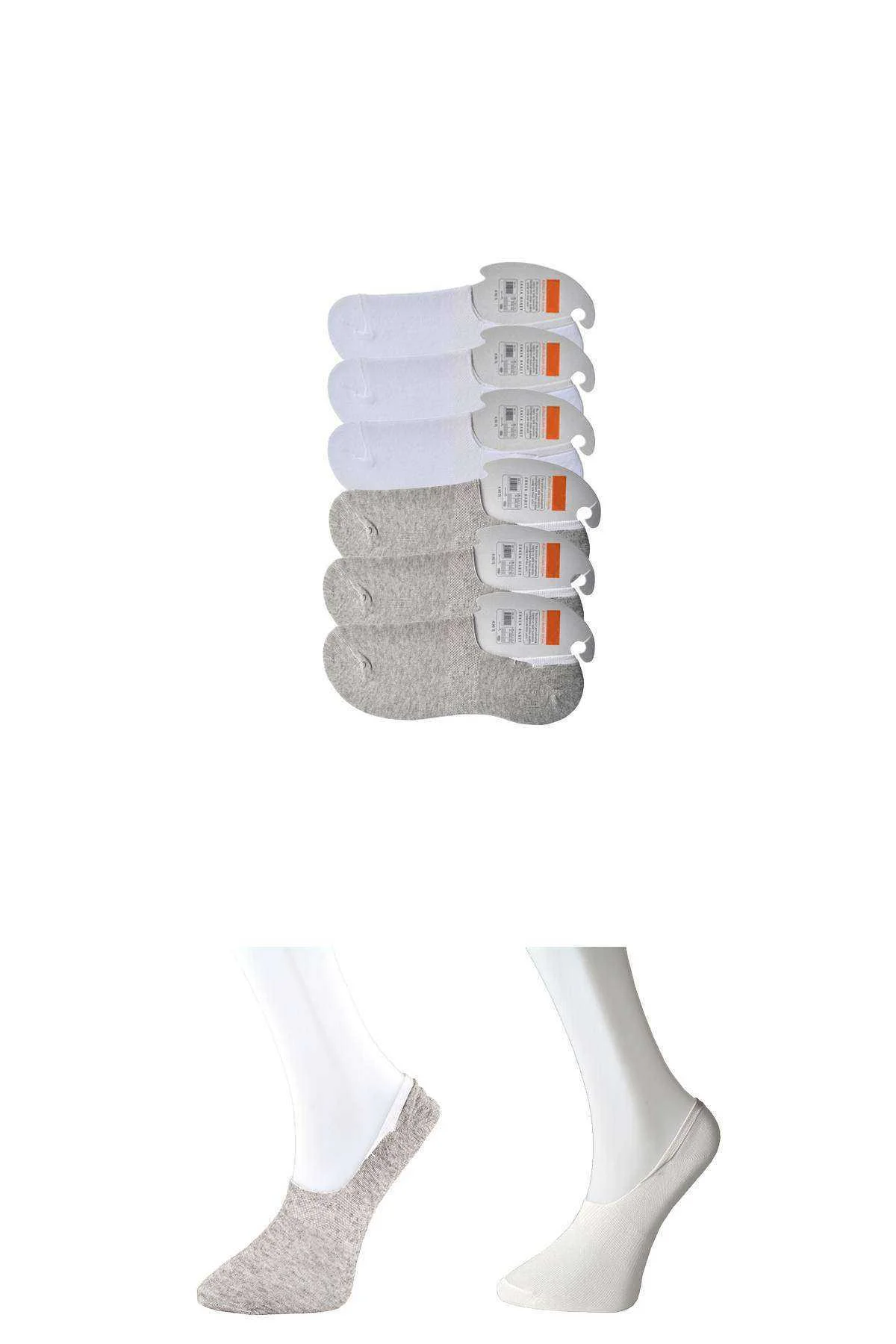 Gri ve Beyaz Erkek Babet Çorap 6 çift - Just Cheap Store Görsel 5
