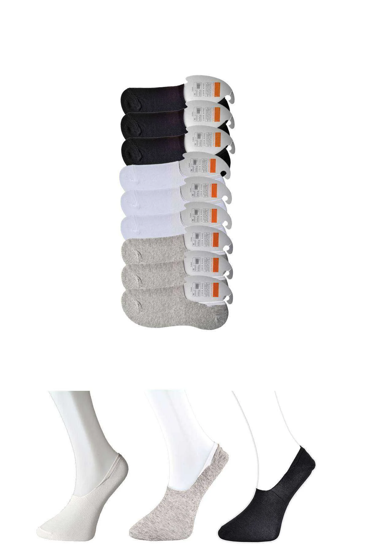 Siyah Gri ve Beyaz Erkek Babet Çorap 9 çift - Just Cheap Store Görsel 2
