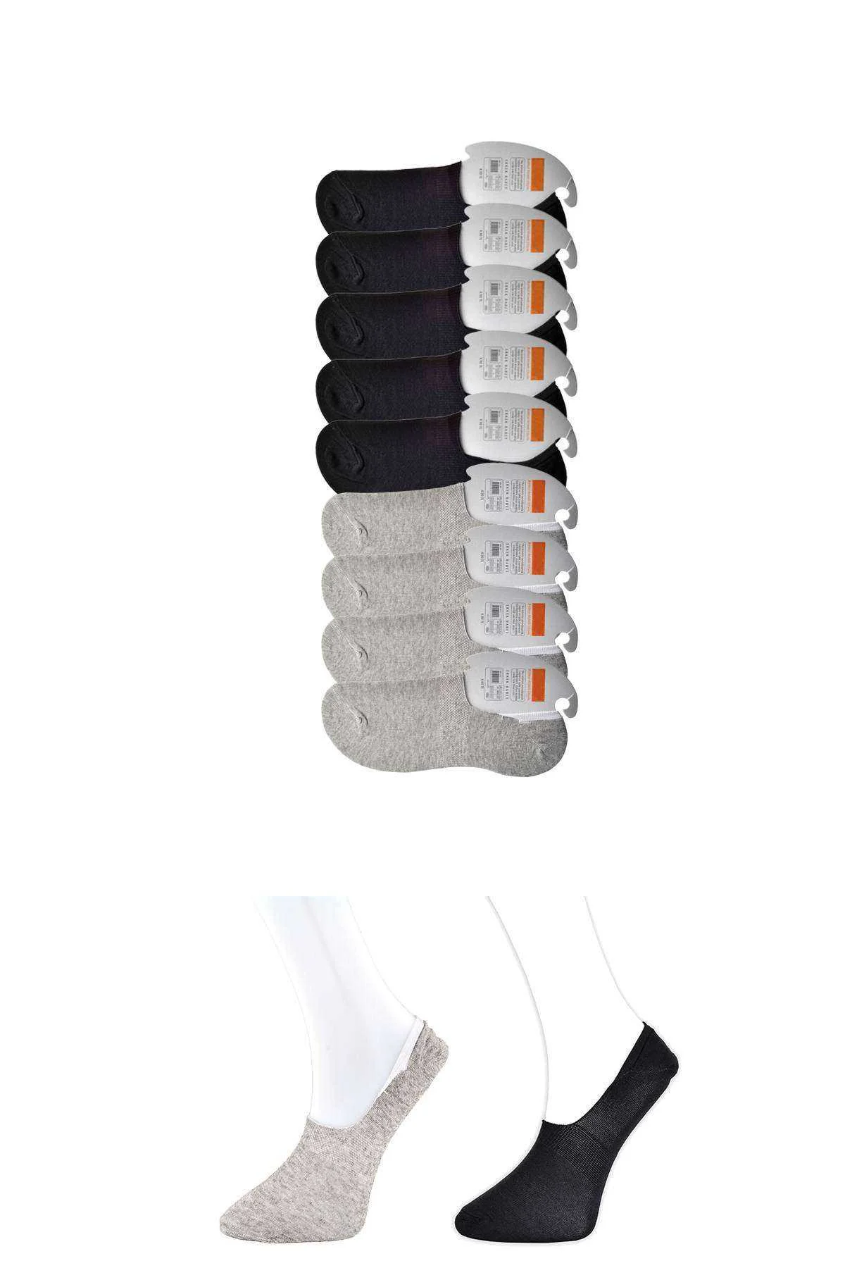 Siyah ve Gri Erkek Babet Çorap 9 çift - Just Cheap Store Görsel 2