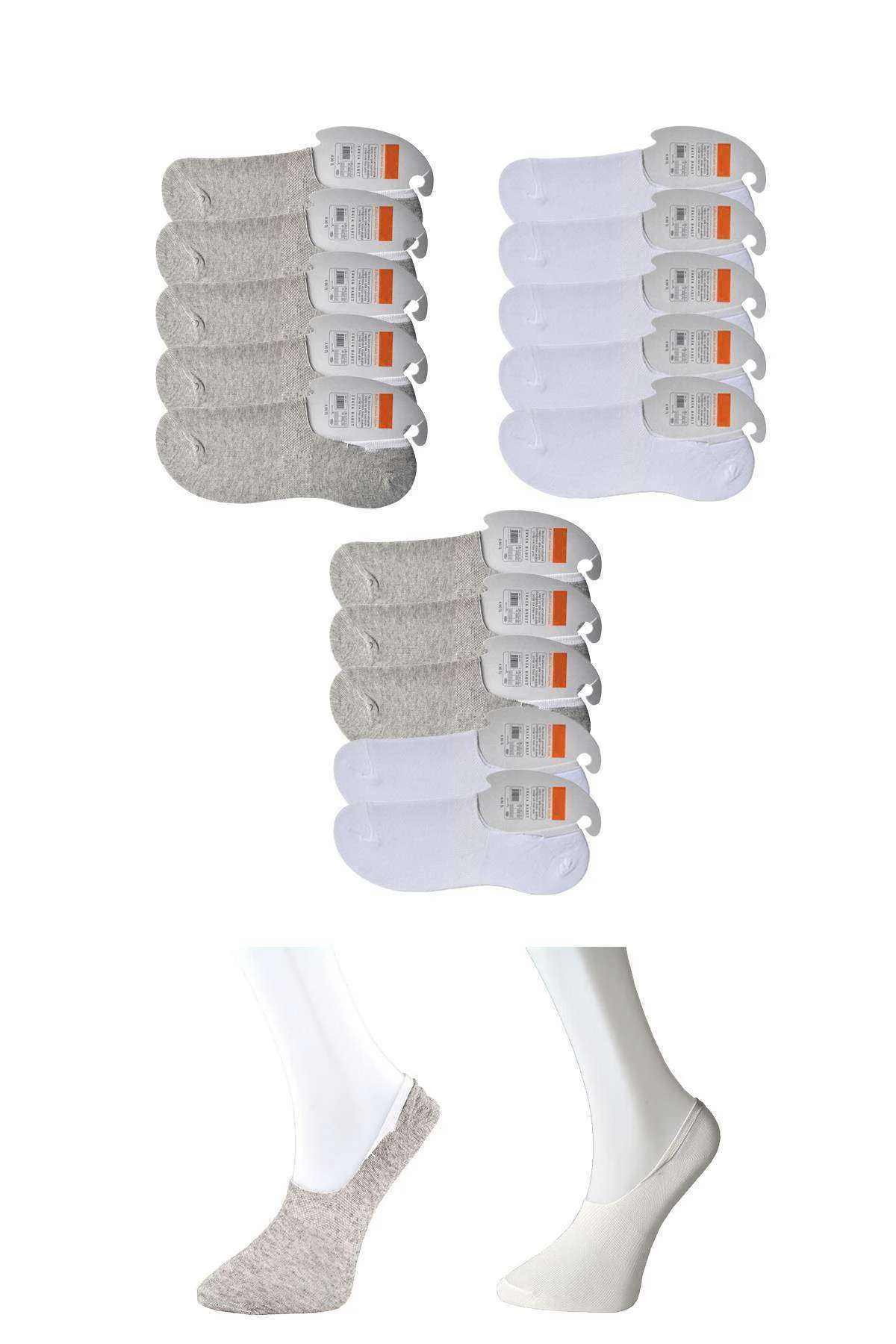 Gri ve Beyaz Erkek Babet Çorap 15 çift - Just Cheap Store Görsel 5