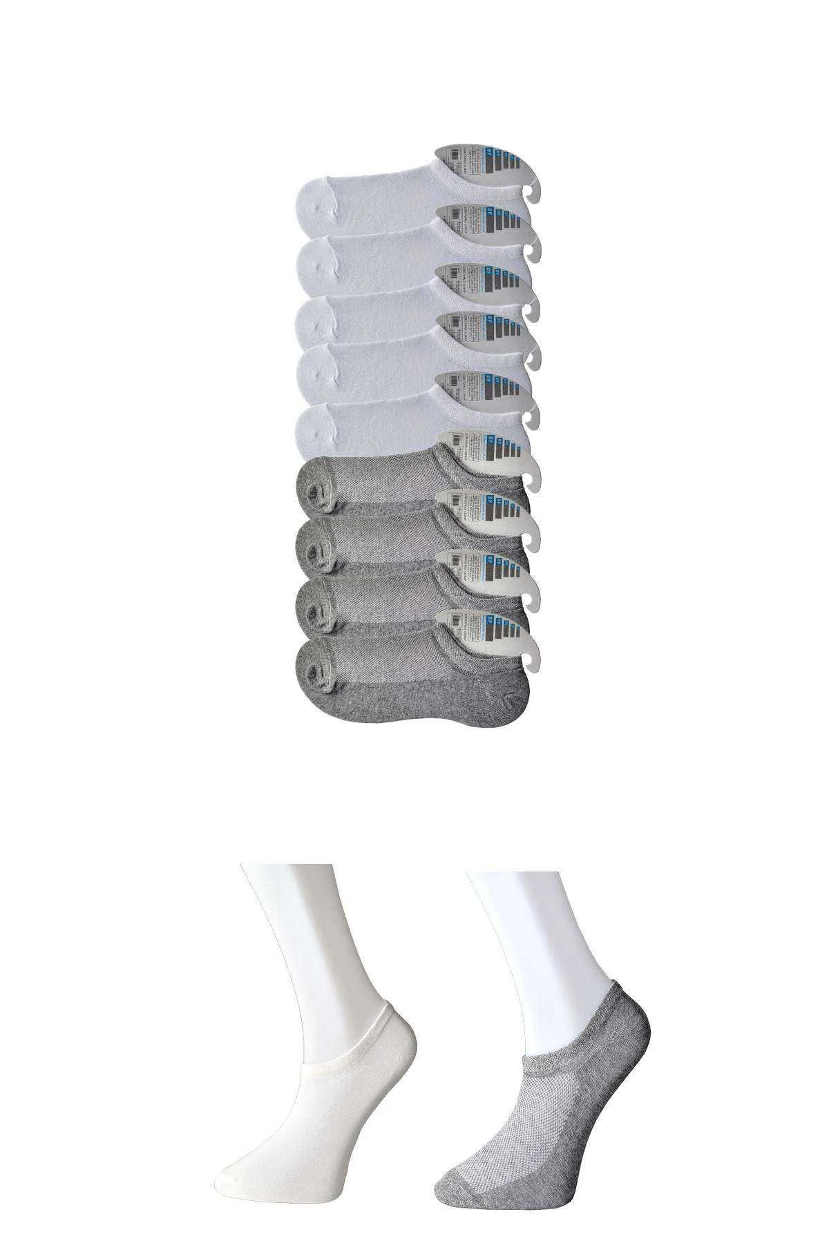Gri ve Beyaz Erkek Görünmez Çorap 9 çift - Just Cheap Store Görsel 2