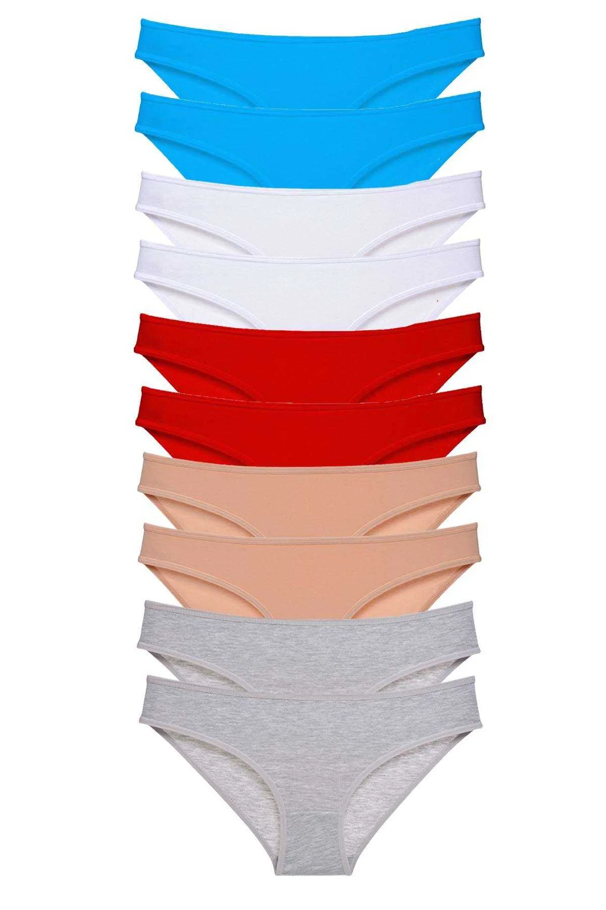 10 adet Süper Eko Set Likralı Kadın Slip Kırmızı Ten Gri Beyaz Mavi - Just Cheap Store Görsel 2