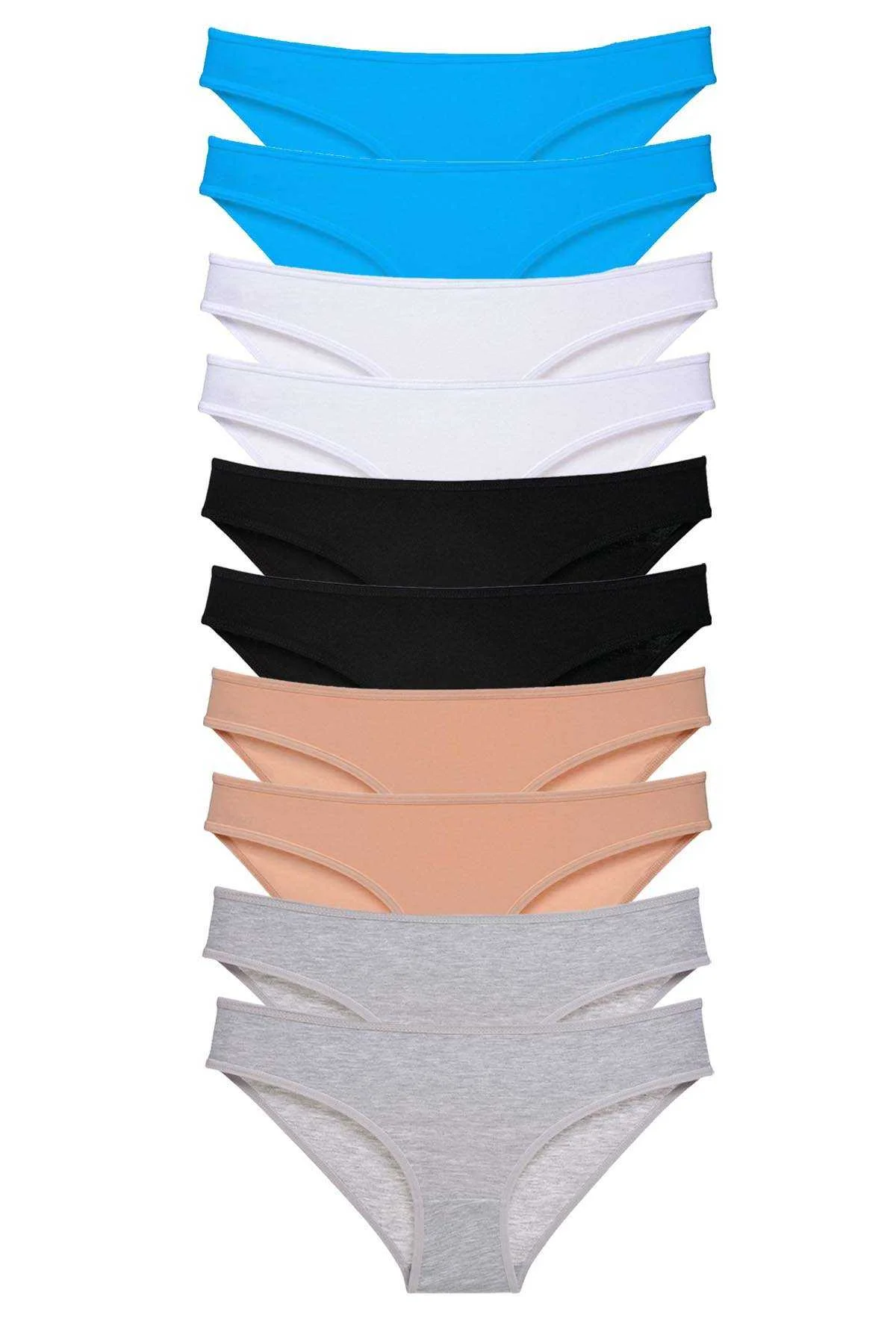 10 adet Süper Eko Set Likralı Kadın Slip Siyah Ten Gri Beyaz Mavi - Just Cheap Store Görsel 2