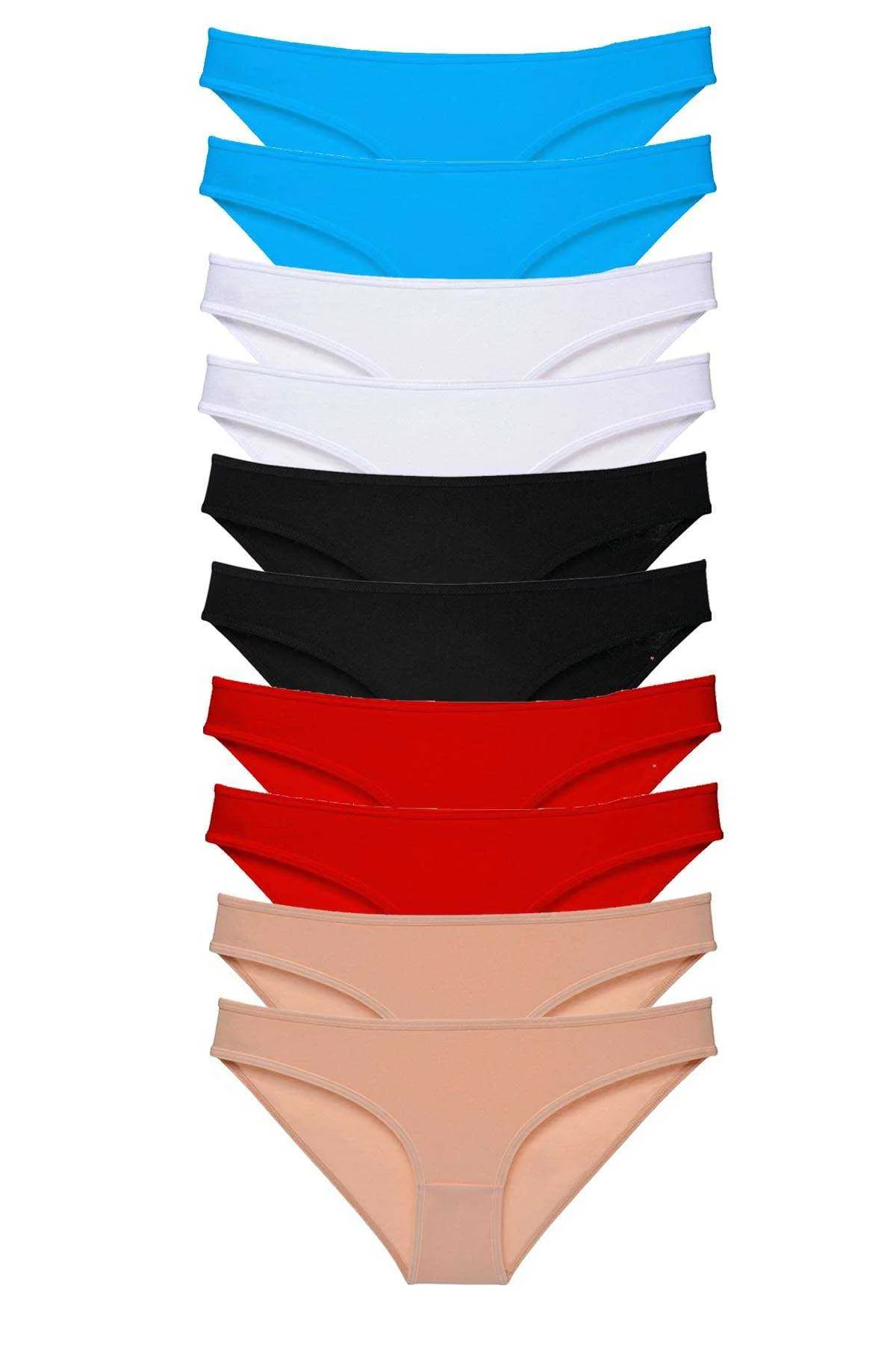 10 adet Süper Eko Set Likralı Kadın Slip Siyah Kırmızı Ten Beyaz Mavi - Just Cheap Store Görsel 2