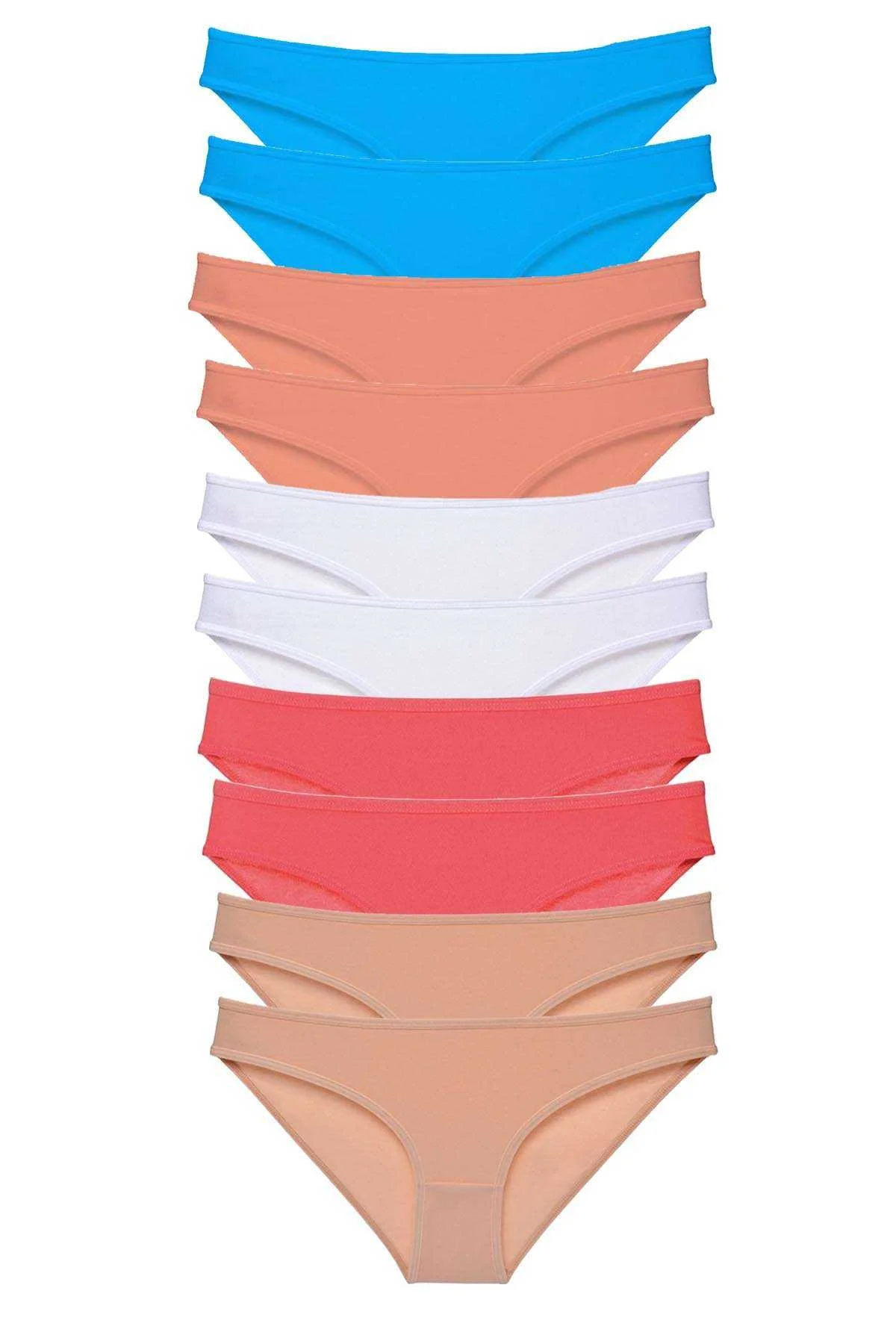 10 adet Süper Eko Set Likralı Kadın Slip Ten Beyaz Pudra Fuşya Mavi - Just Cheap Store Görsel 2