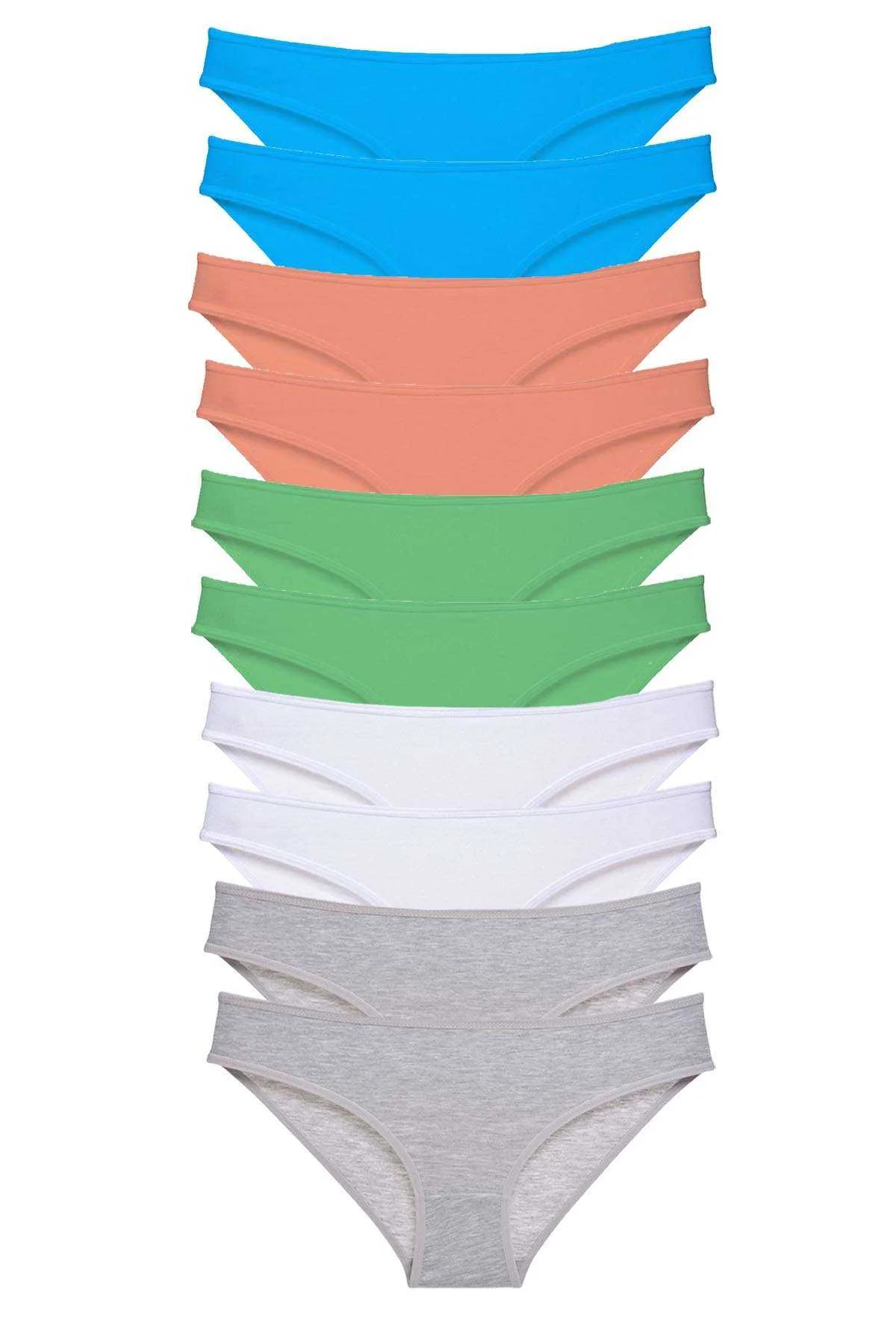 10 adet Süper Eko Set Likralı Kadın Slip Gri Beyaz Pudra Yeşil Mavi - Just Cheap Store Görsel 2