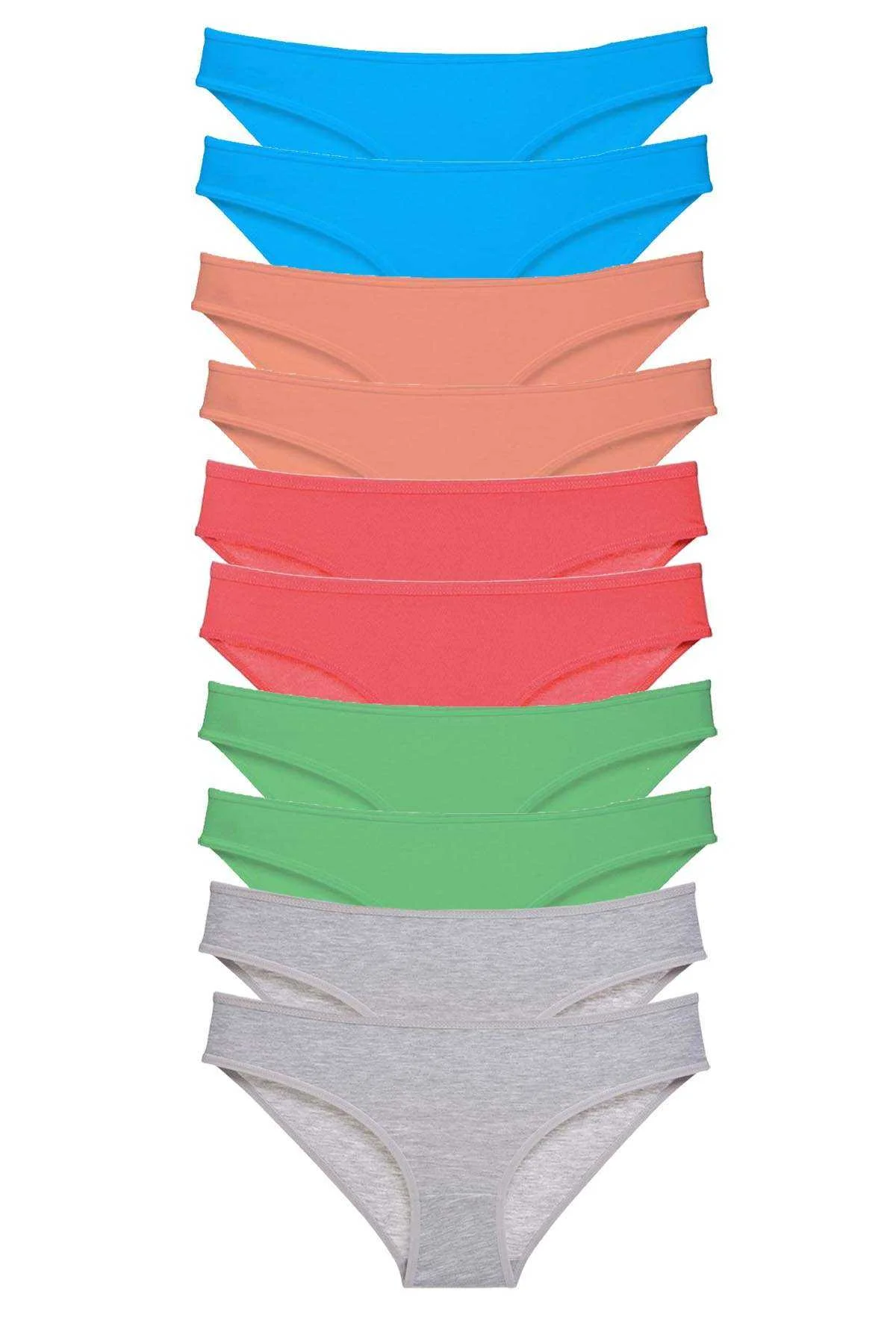 10 adet Süper Eko Set Likralı Kadın Slip Gri Pudra Yeşil Fuşya Mavi - Just Cheap Store Görsel 2