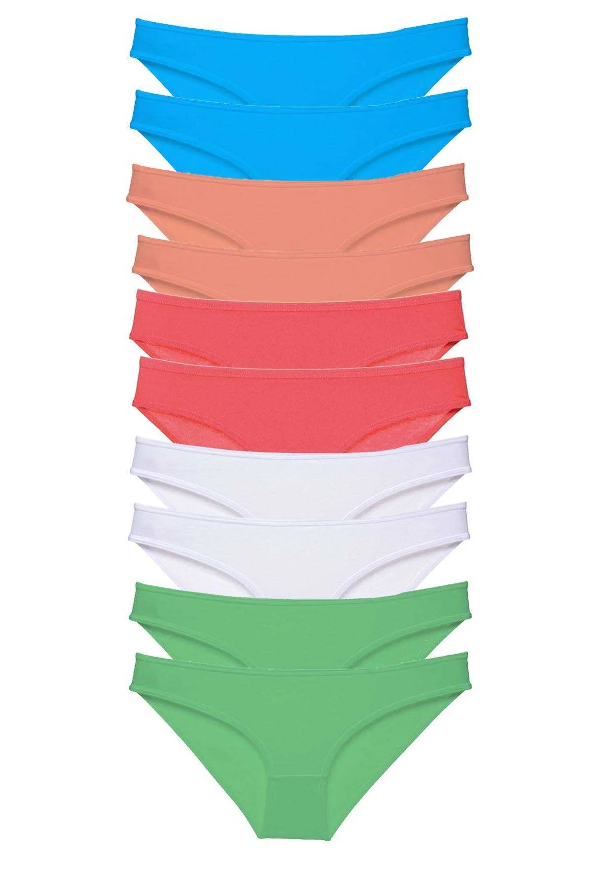 10 adet Süper Eko Set Likralı Kadın Slip Beyaz Pudra Yeşil Fuşya Mavi - Just Cheap Store Görsel 2