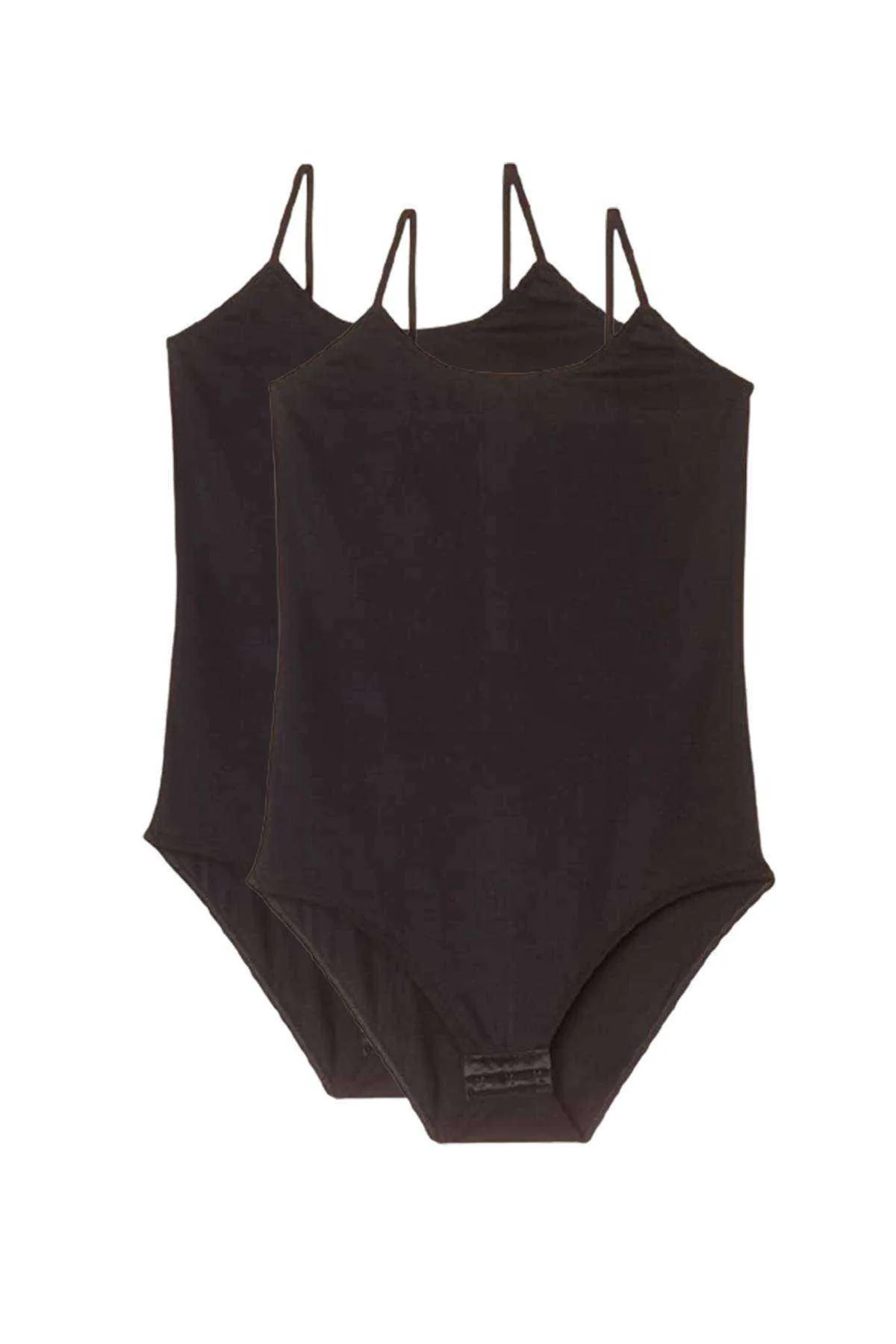 2 Adet İp Askılı Kadın Çıtçıtlı Body Siyah - Just Cheap Store Görsel 4