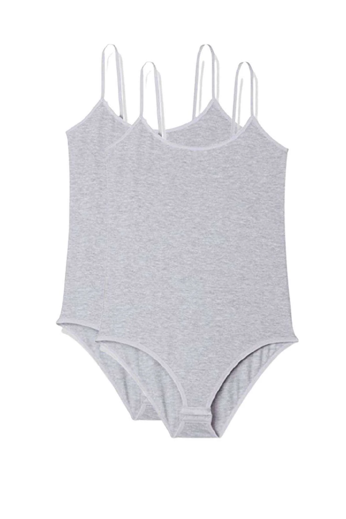 2 Adet İp Askılı Kadın Çıtçıtlı Body Gri - Just Cheap Store Görsel 4