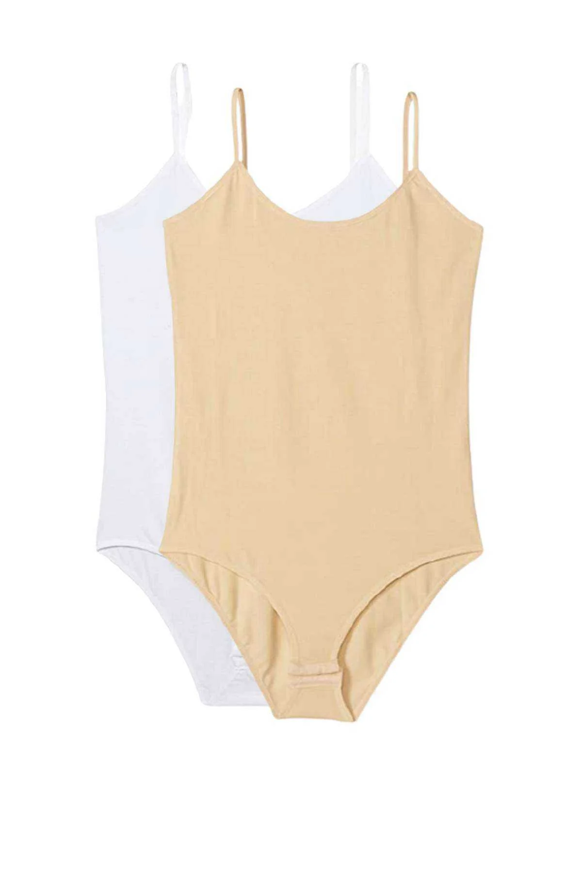 2 Adet İp Askılı Kadın Çıtçıtlı Body Beyaz ve Ten - Just Cheap Store Görsel 5