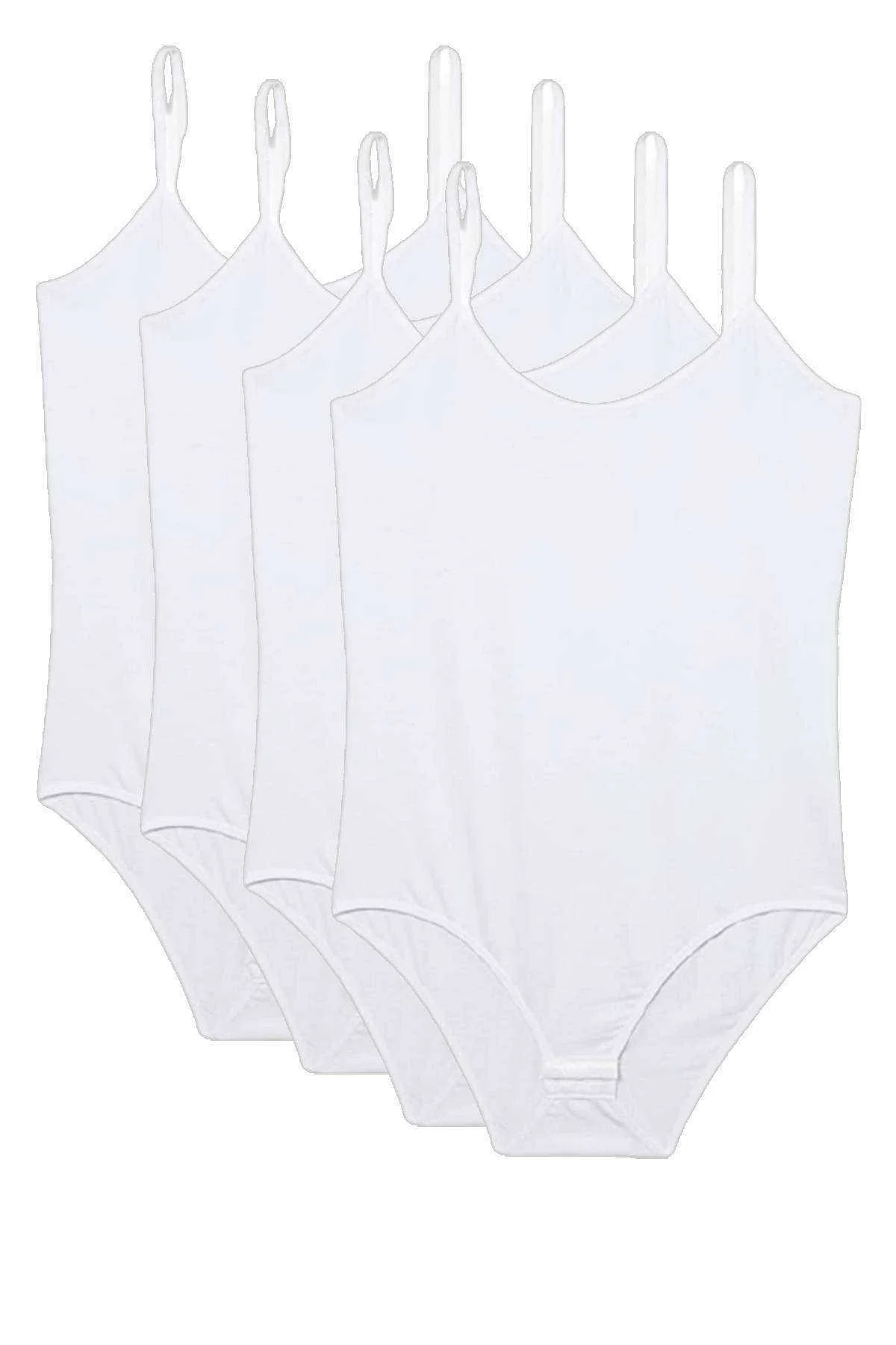 4 Adet İp Askılı Kadın Çıtçıtlı Body Beyaz - Just Cheap Store Görsel 2