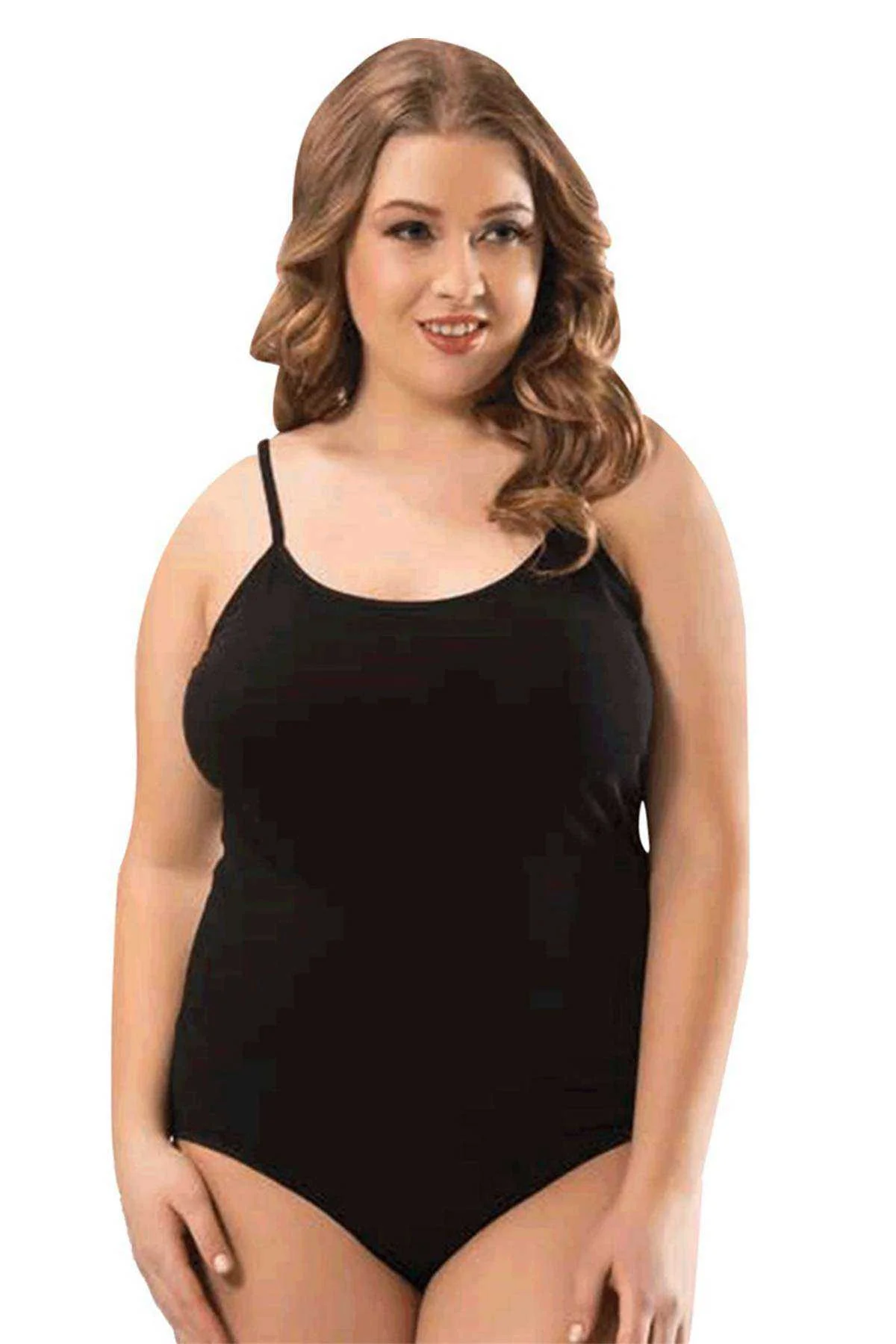 Battal Beden İp Askılı Kadın Çıtçıtlı Body Siyah - Just Cheap Store Görsel 2
