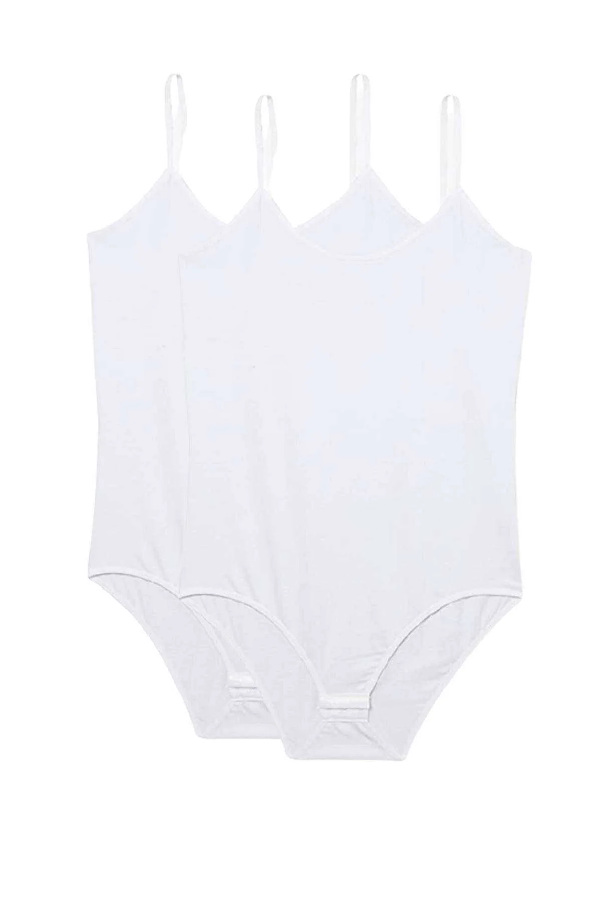2 Adet Battal Beden İp Askılı Kadın Çıtçıtlı Body Beyaz - Just Cheap Store Görsel 2