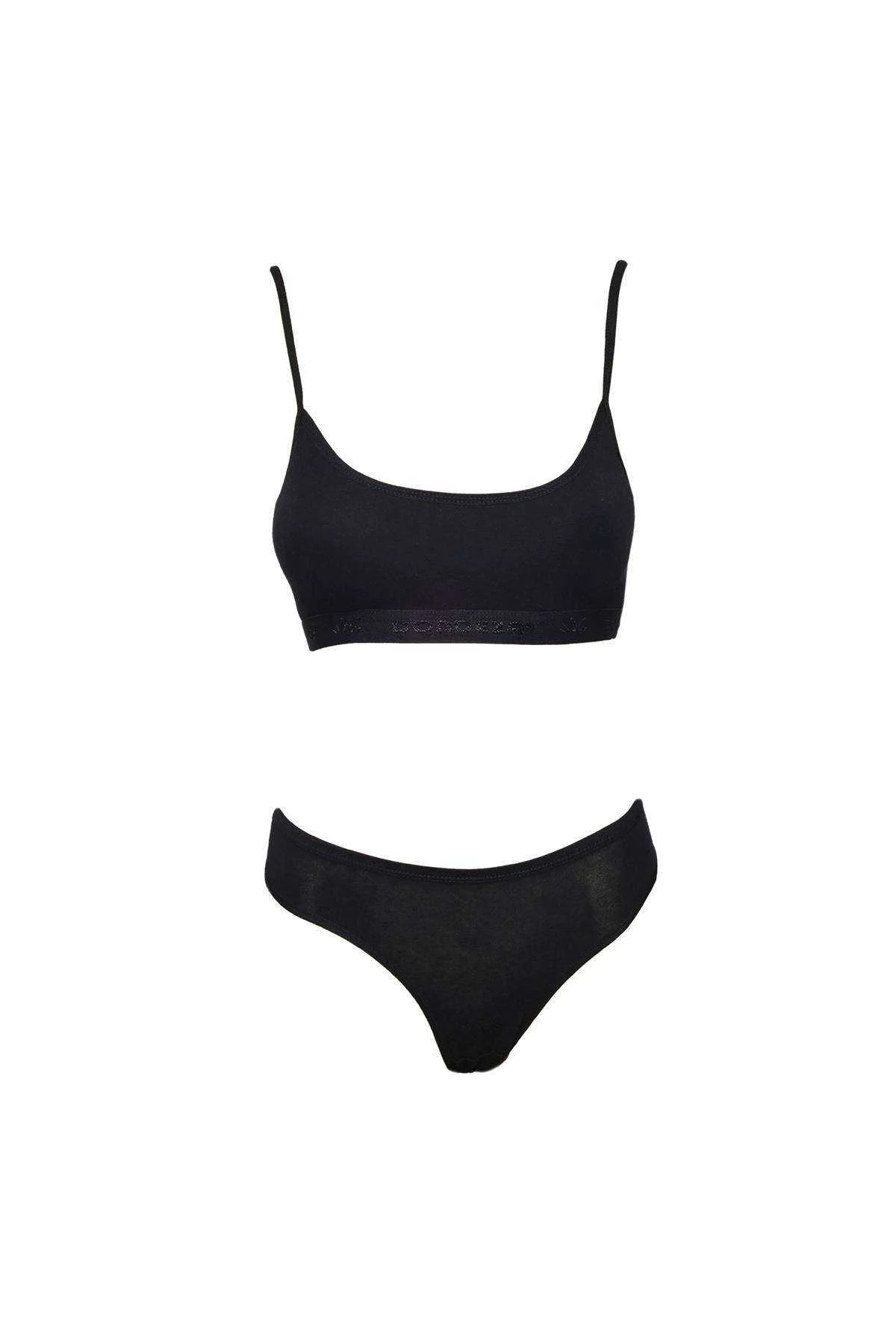 Pedli İp Askılı Yarım Atlet Büstiyer Külot Takım Siyah - Just Cheap Store Görsel 2