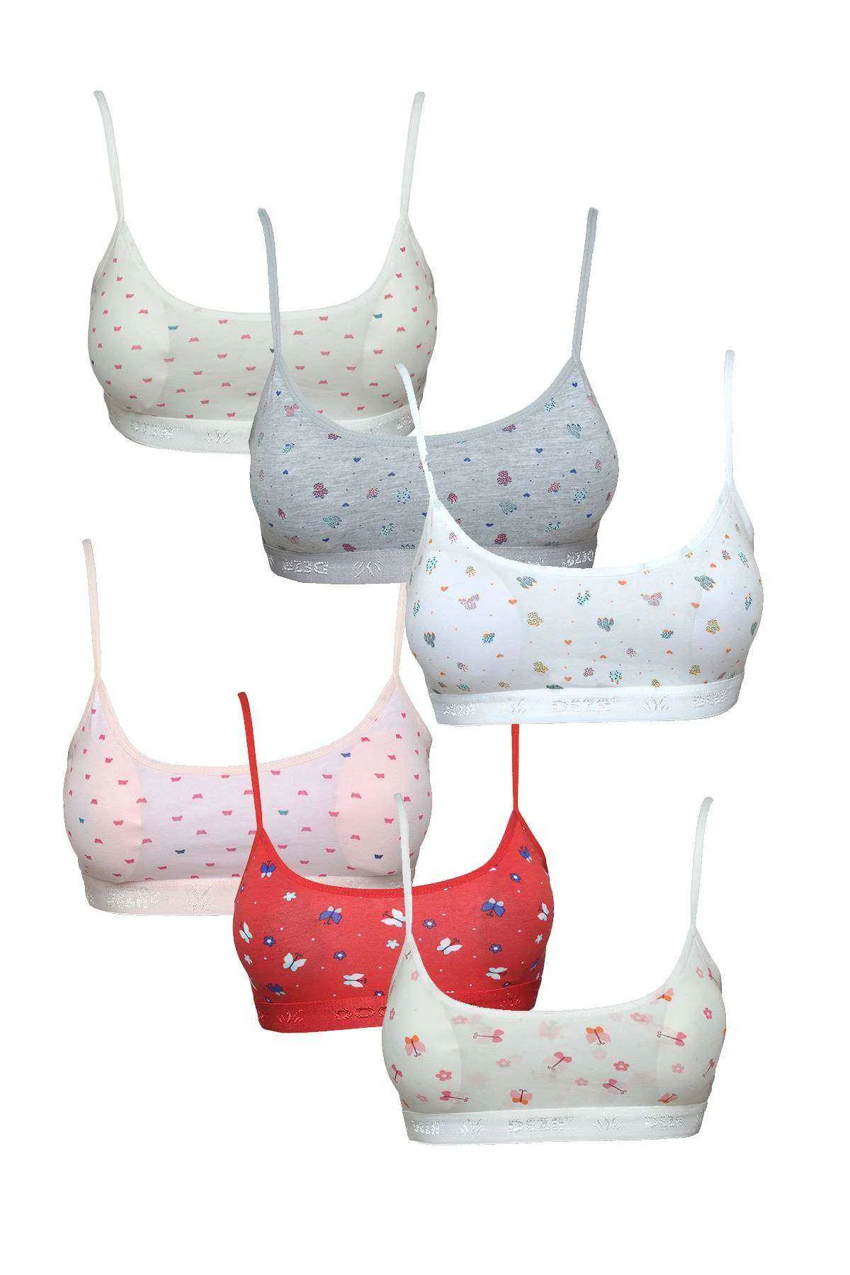 Pedli Ip Askılı Yarım Atlet Desenli Büstiyer 6 Lı Set 1 - Just Cheap Store Görsel 3