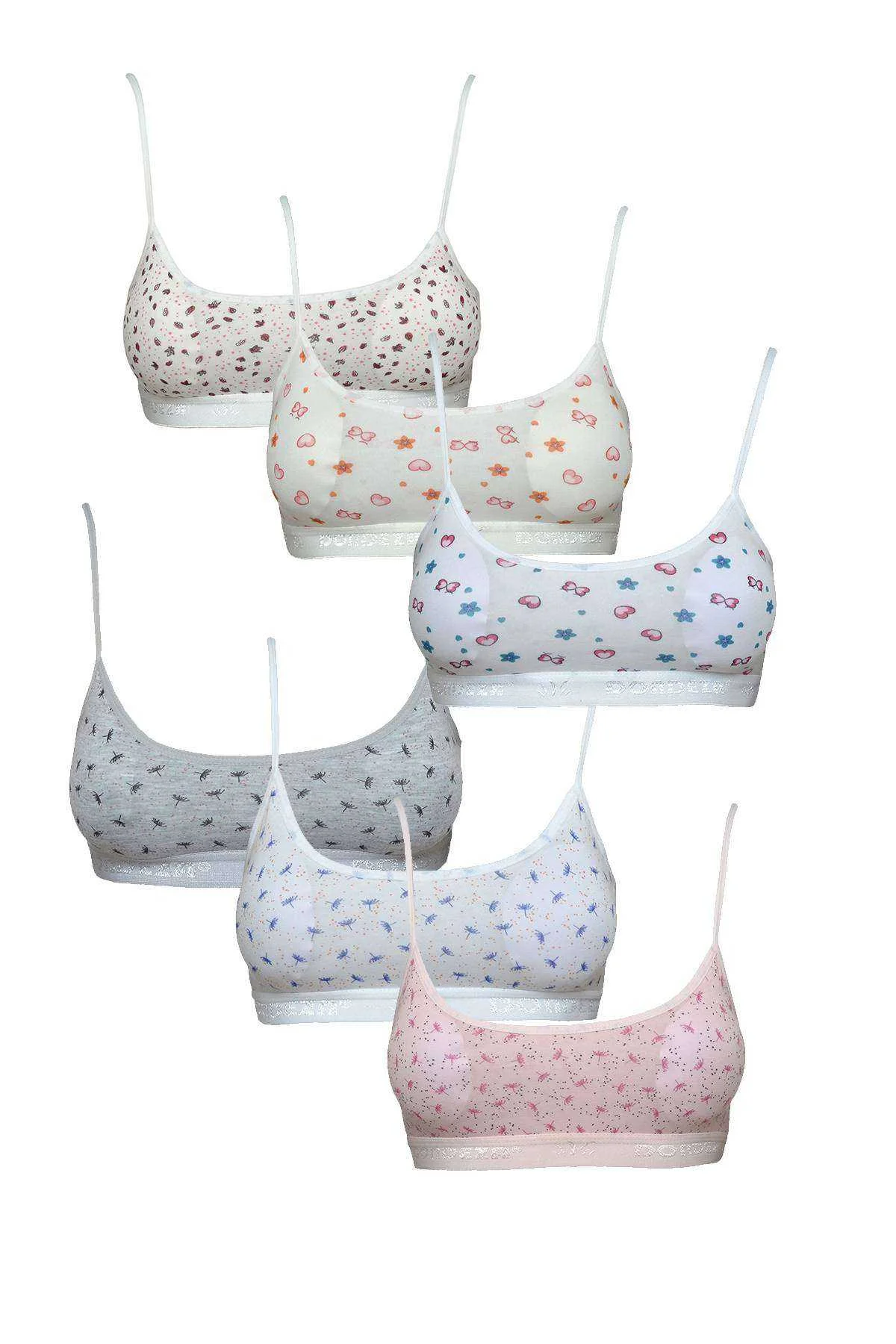 Pedli Ip Askılı Yarım Atlet Desenli Büstiyer 6 Lı Set 2 - Just Cheap Store Görsel 2