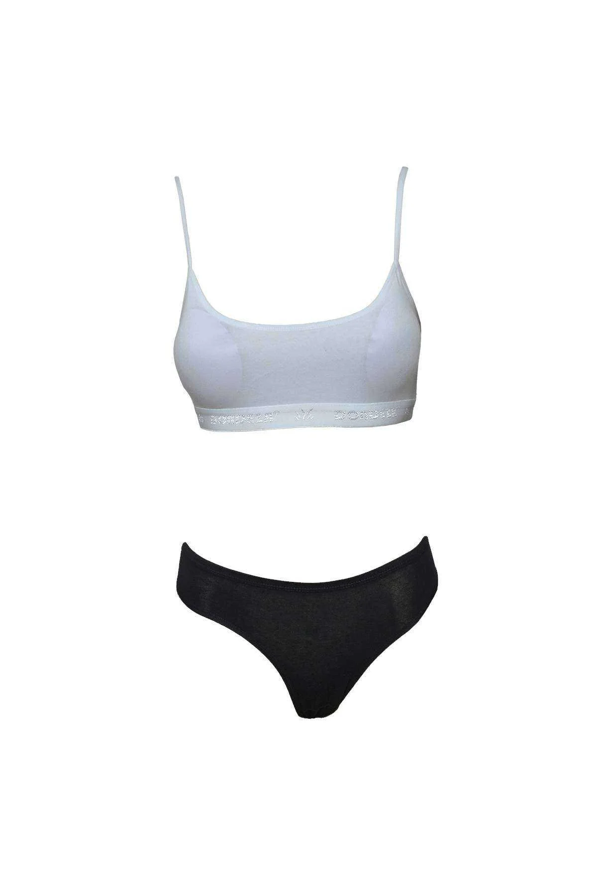 Pedli İp Askılı Yarım Atlet Büstiyer Külot Takım Beyaz Siyah - Just Cheap Store Görsel 5