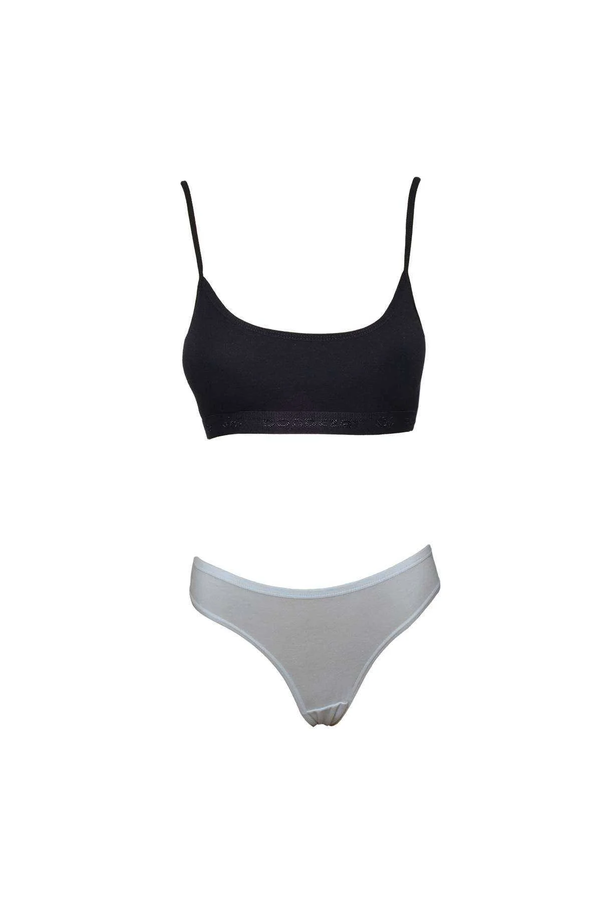 Pedli İp Askılı Yarım Atlet Büstiyer Külot Takım Siyah Beyaz - Just Cheap Store Görsel 5