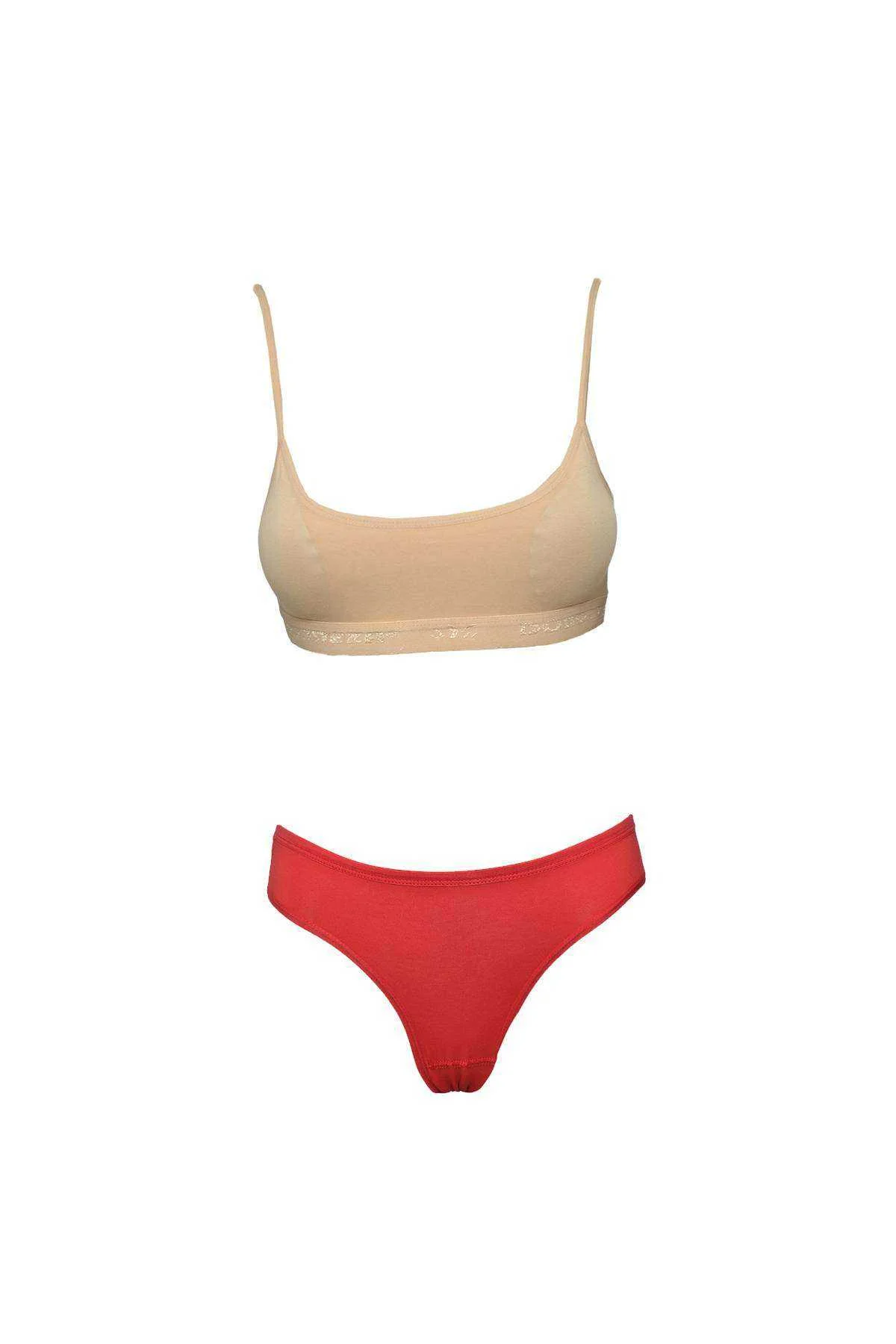 Pedli İp Askılı Yarım Atlet Büstiyer Külot Takım Ten Kırmızı - Just Cheap Store Görsel 5